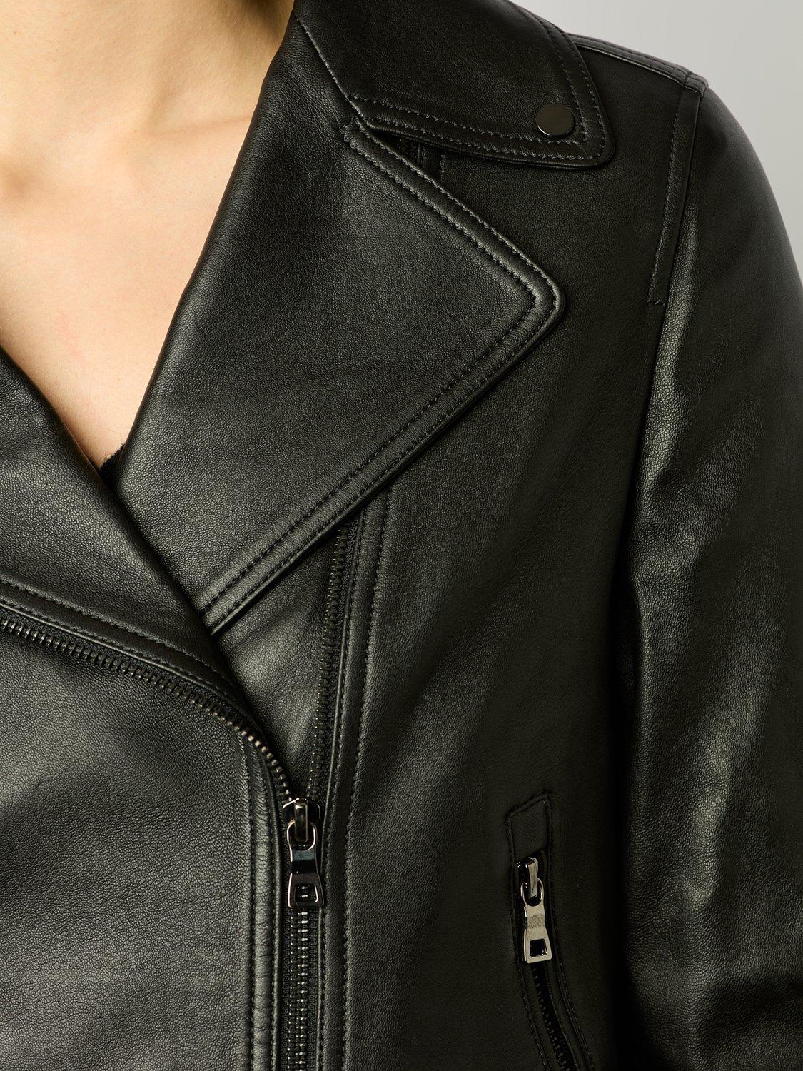 Product image 6 of 6, which shows Gerard Darel Nadege Leather Biker Jacket, Black, 6