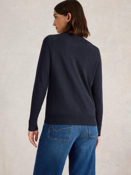 White Stuff Lulu Organic Cotton Cardigan - view 2, Dark Navy