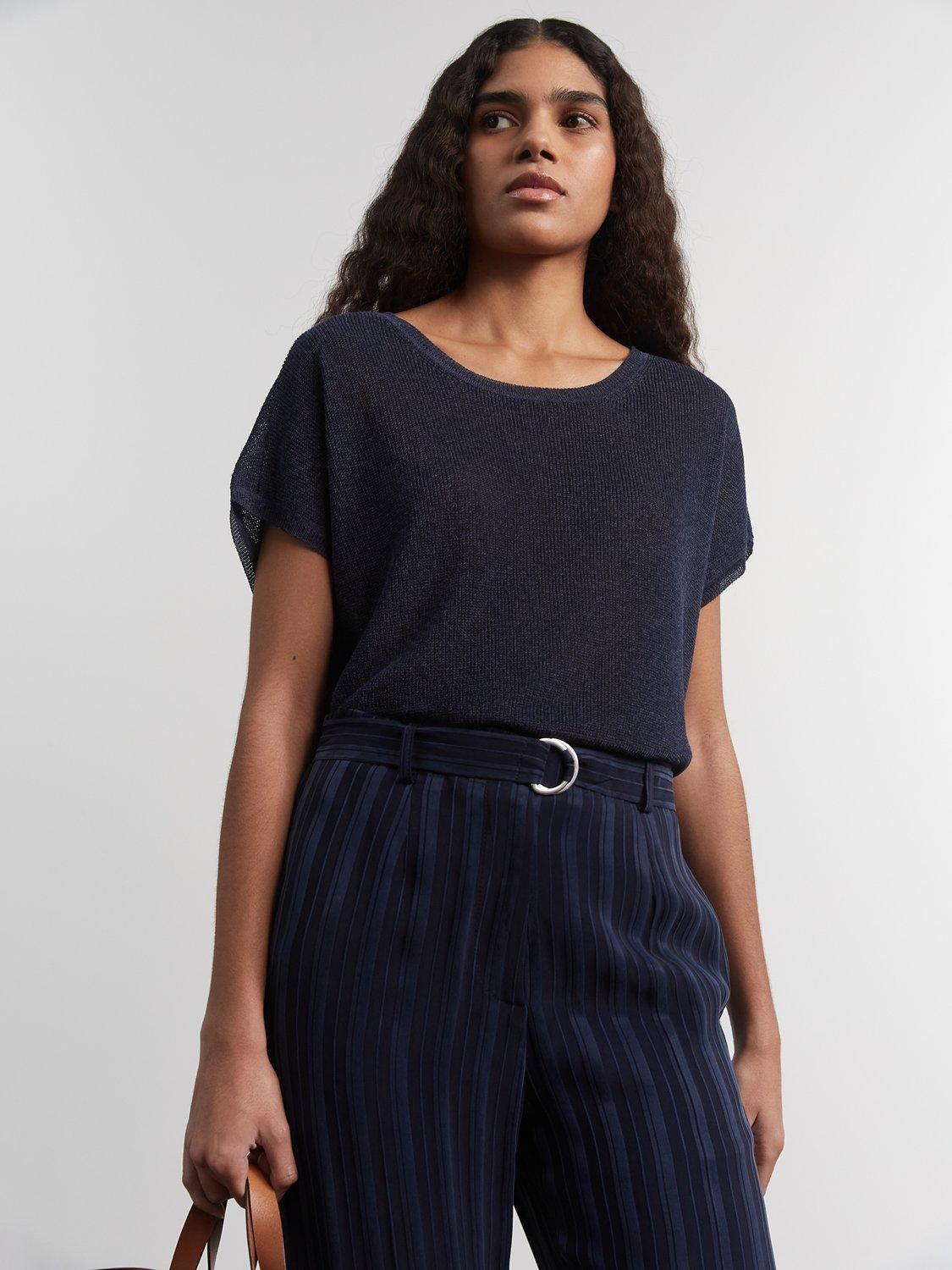 Gerard Darel Lahlou Short Sleeve Knitted Top, Indigo