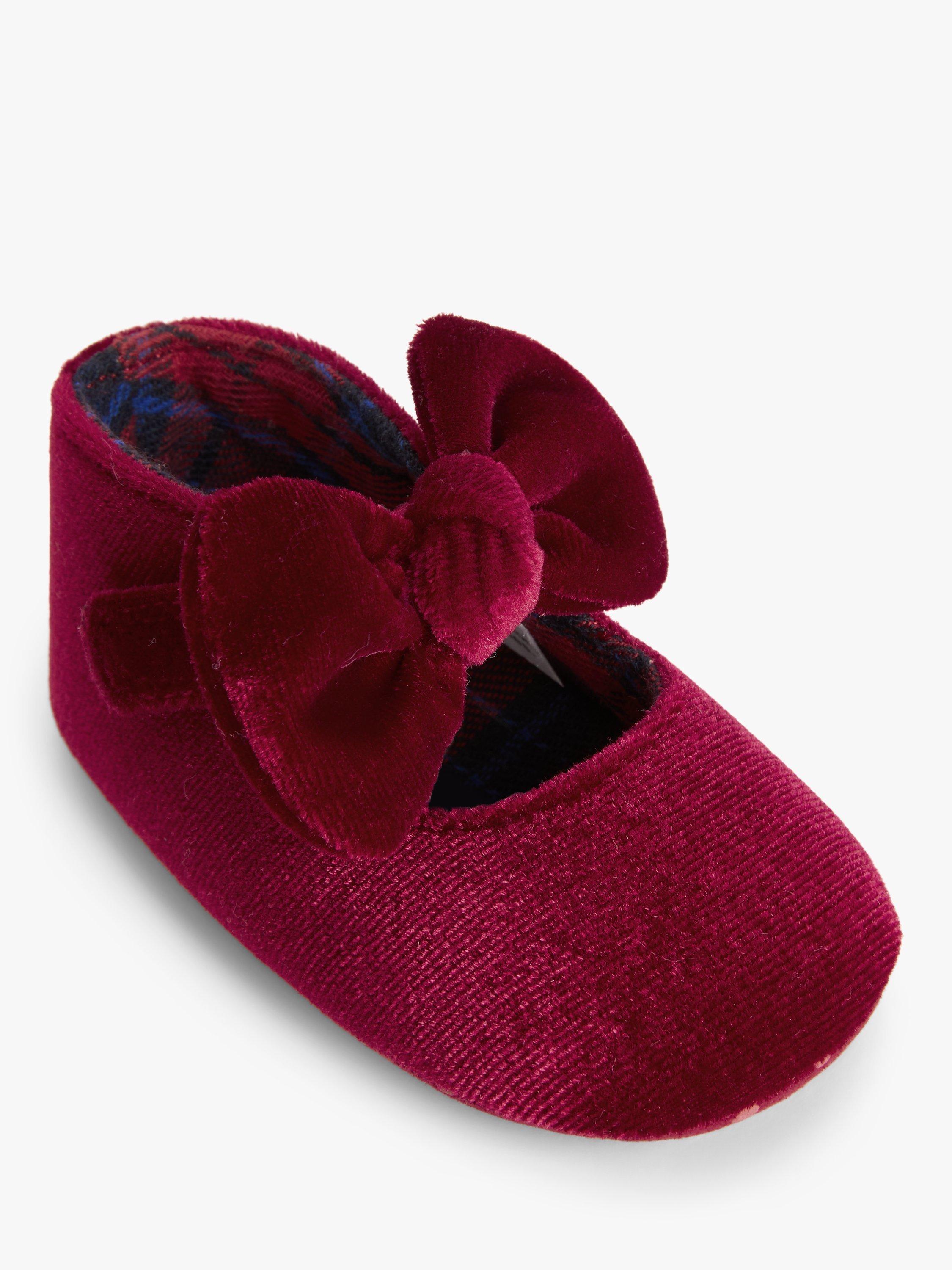 John Lewis Baby Velvet Bow Headband Shoes Red