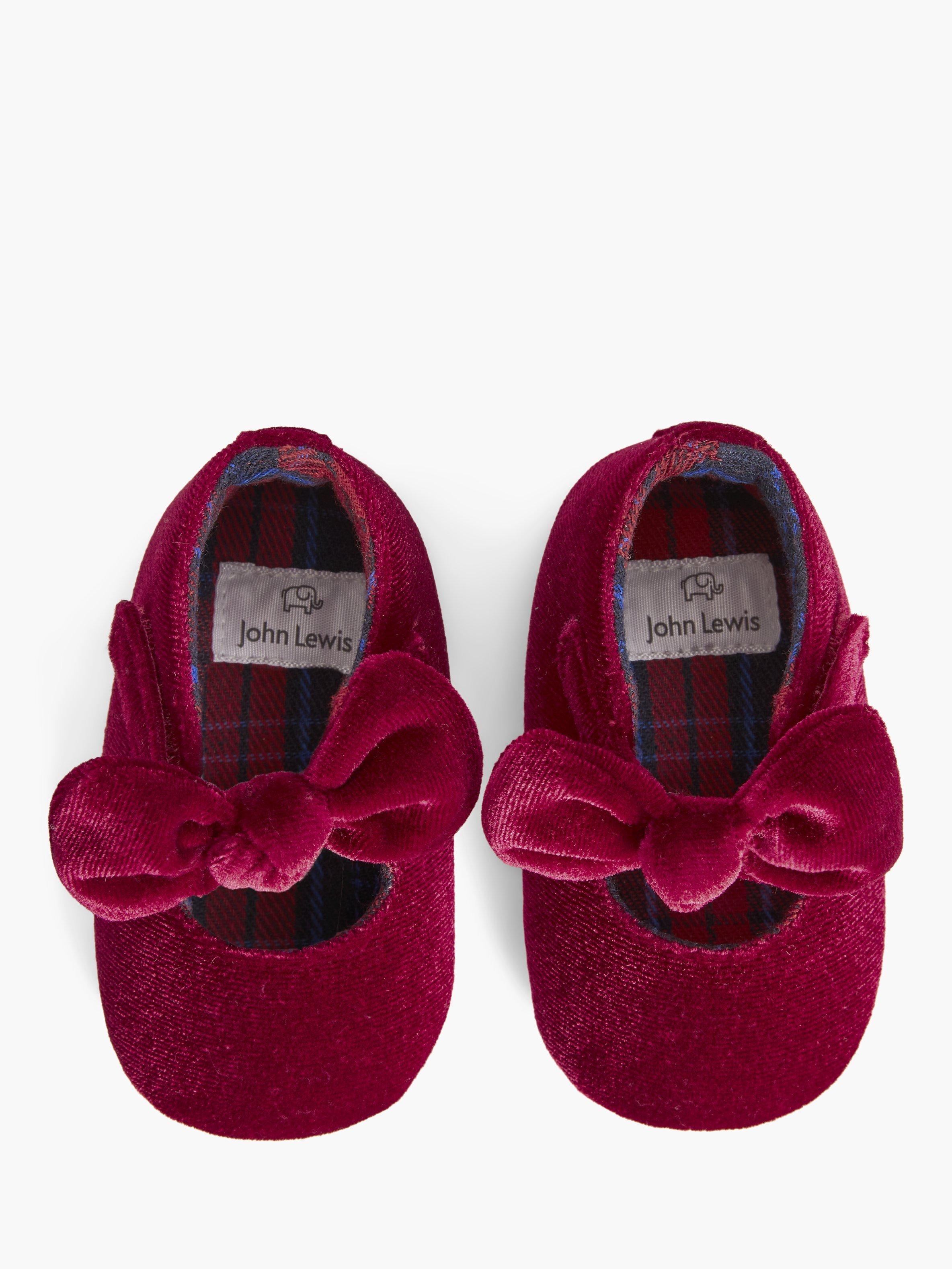 John Lewis Baby Velvet Bow Headband Shoes Red