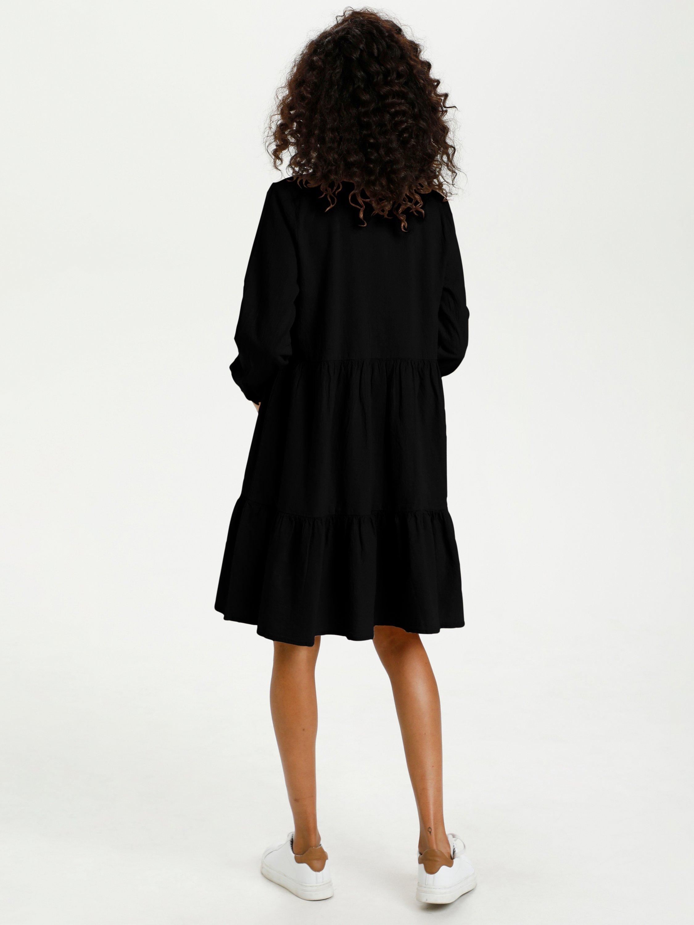 Product image 3 of 4, which shows KAFFE Naya Cotton Shirt Dress, Black, 8
