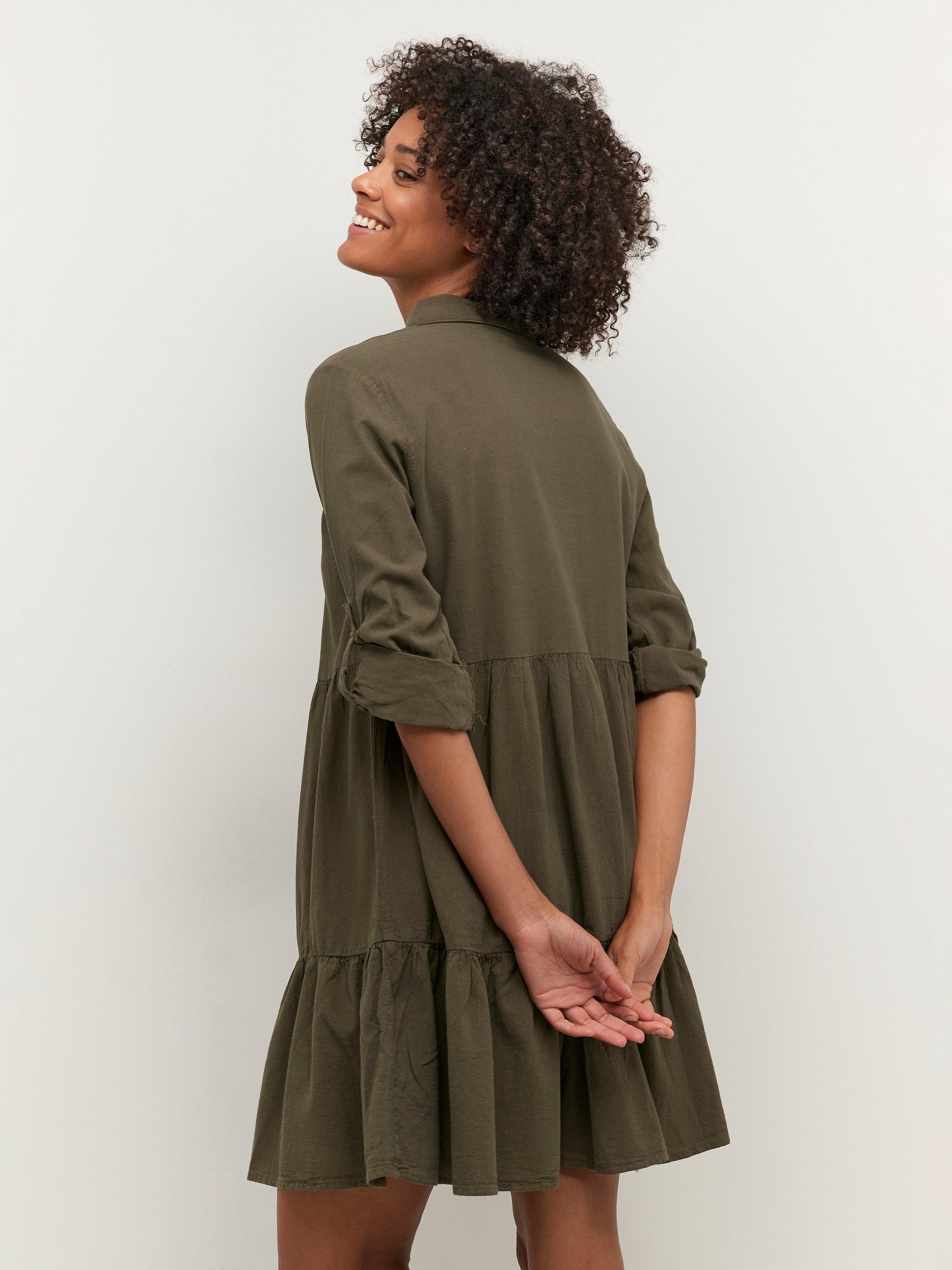Product image 3 of 5, which shows KAFFE Naya Cotton Shirt Dress, Grape Leaf, 8