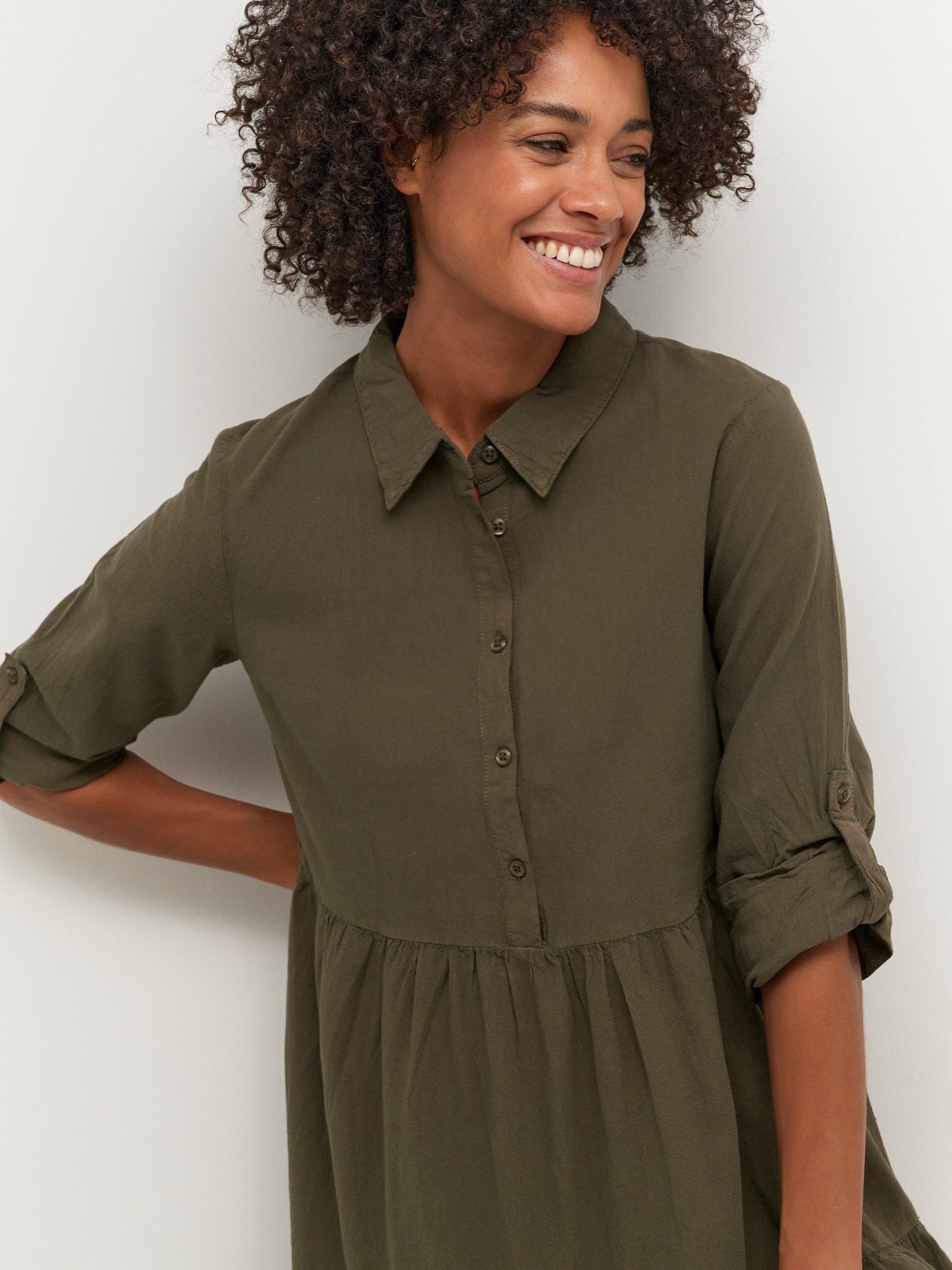 Product image 4 of 5, which shows KAFFE Naya Cotton Shirt Dress, Grape Leaf, 8