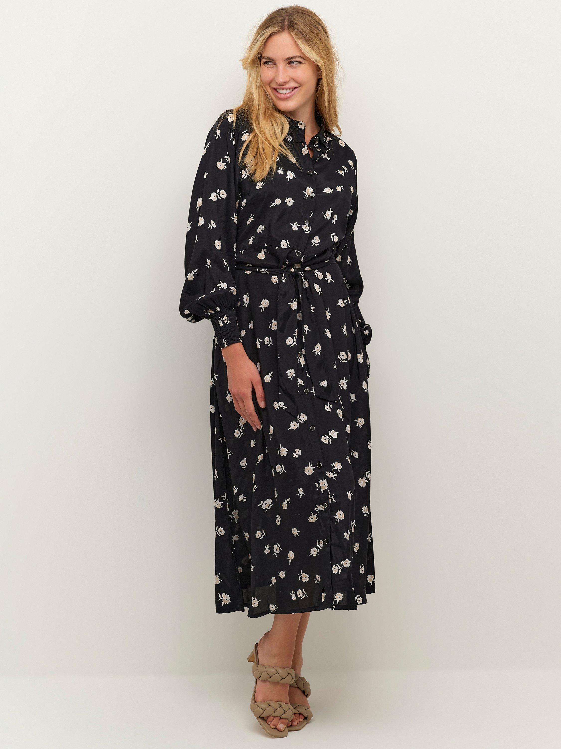 KAFFE Obina Oline Midi Dress, Black/White