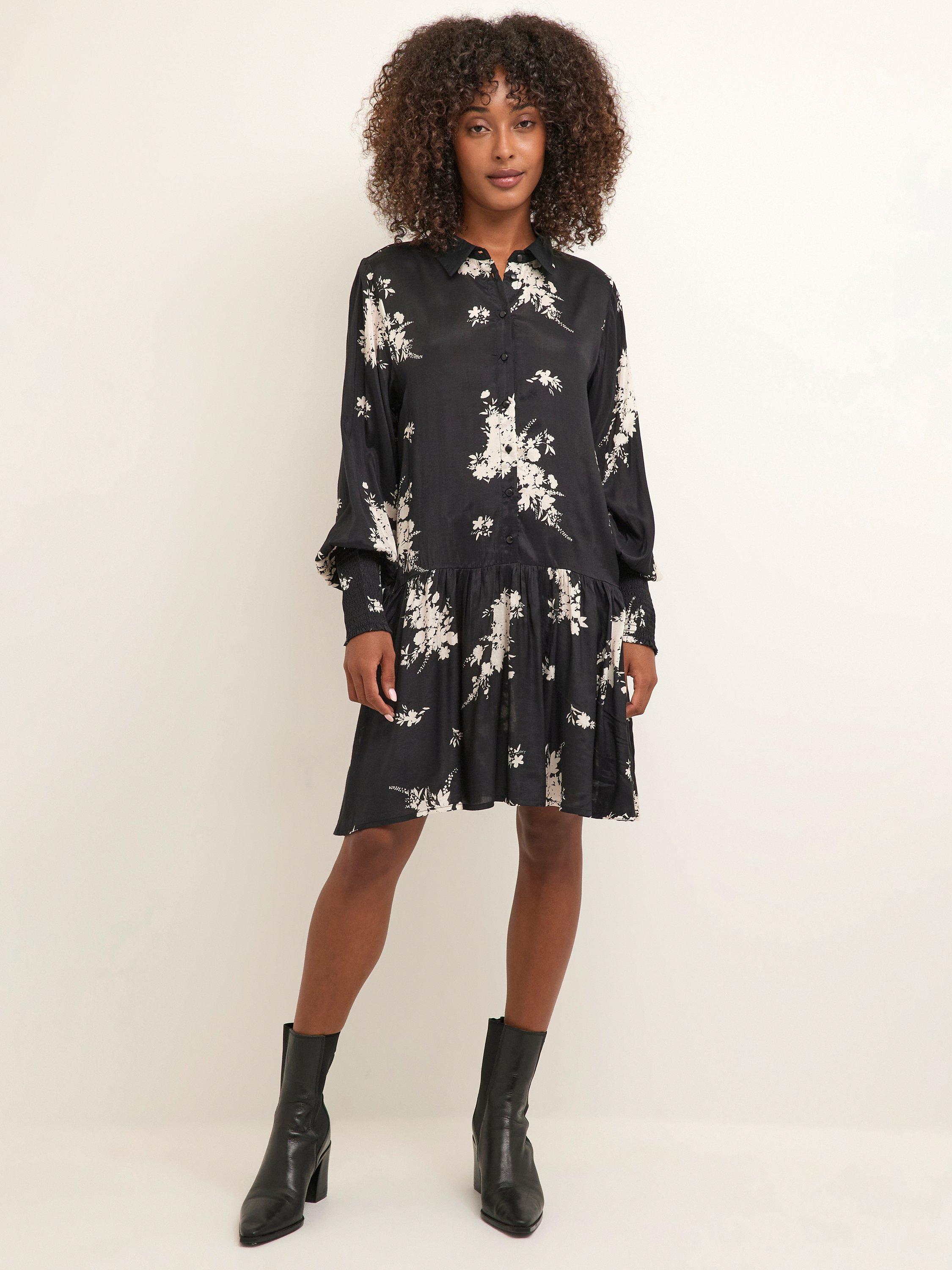 KAFFE Gilla Long Sleeve Dress, Black/Antique