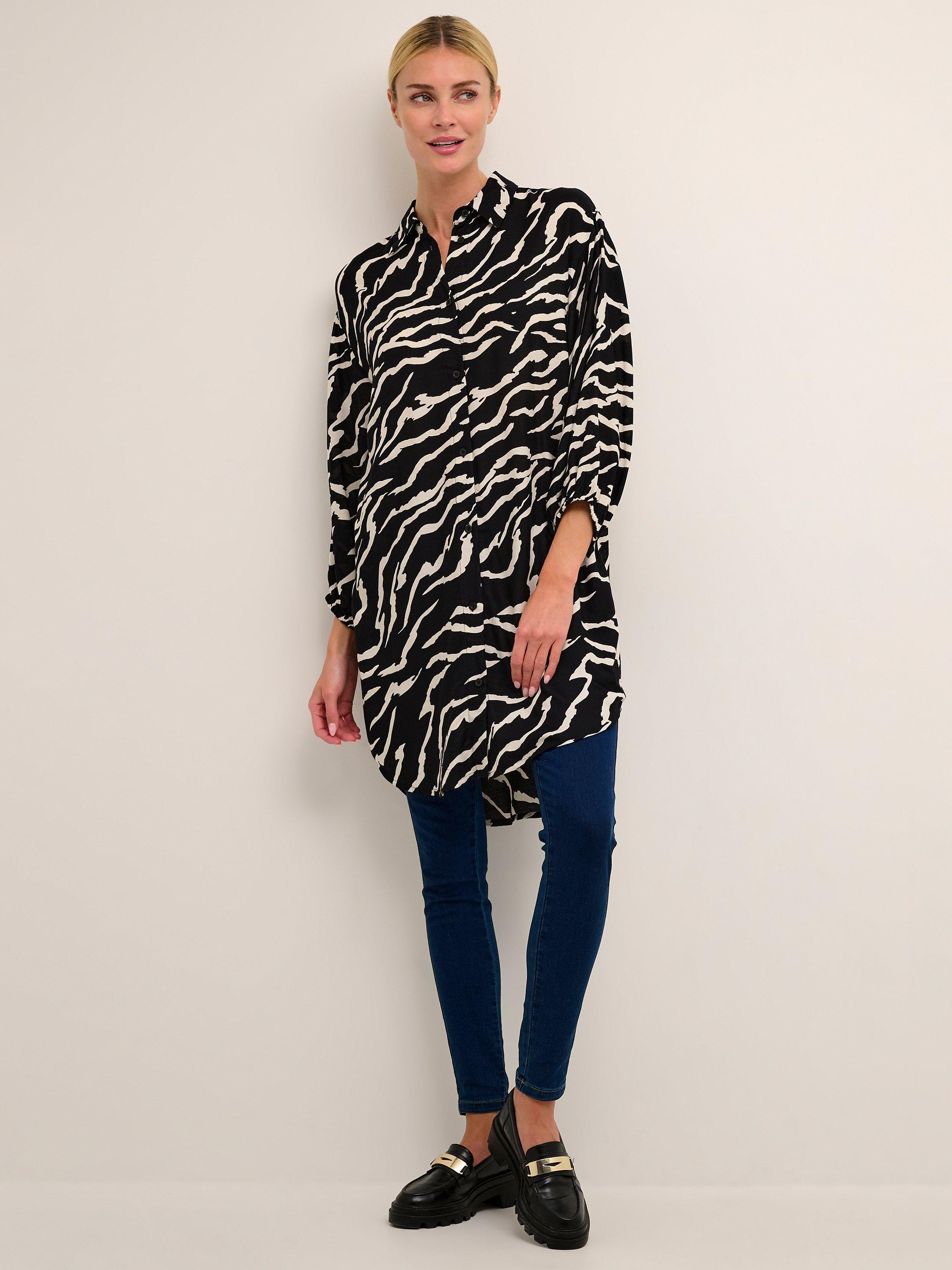 KAFFE Sonia Shirt Dress, Black/White