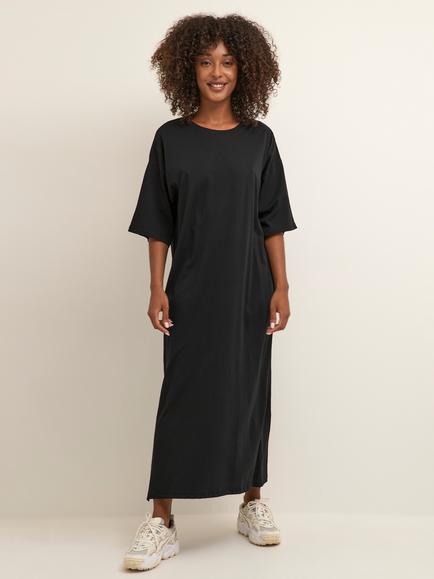 KAFFE Edna Cotton Maxi T-Shirt Dress, Black Deep