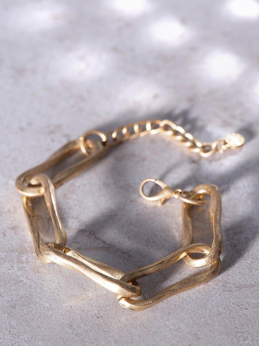 Mint Velvet Twist Oval Link Bracelet, Gold, One Size