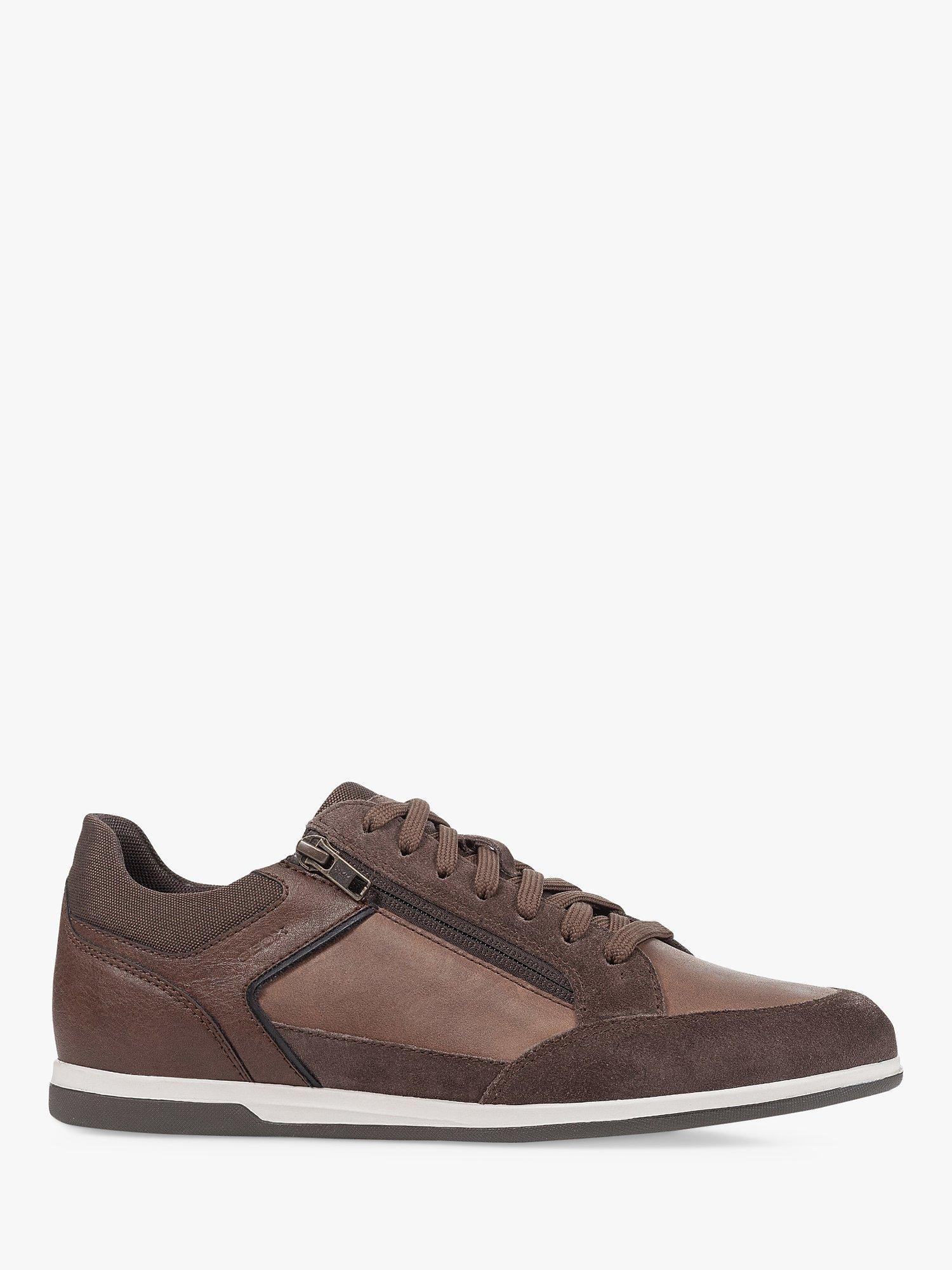 Geox Renan Low Top Leather Trainers, Lt Brown            