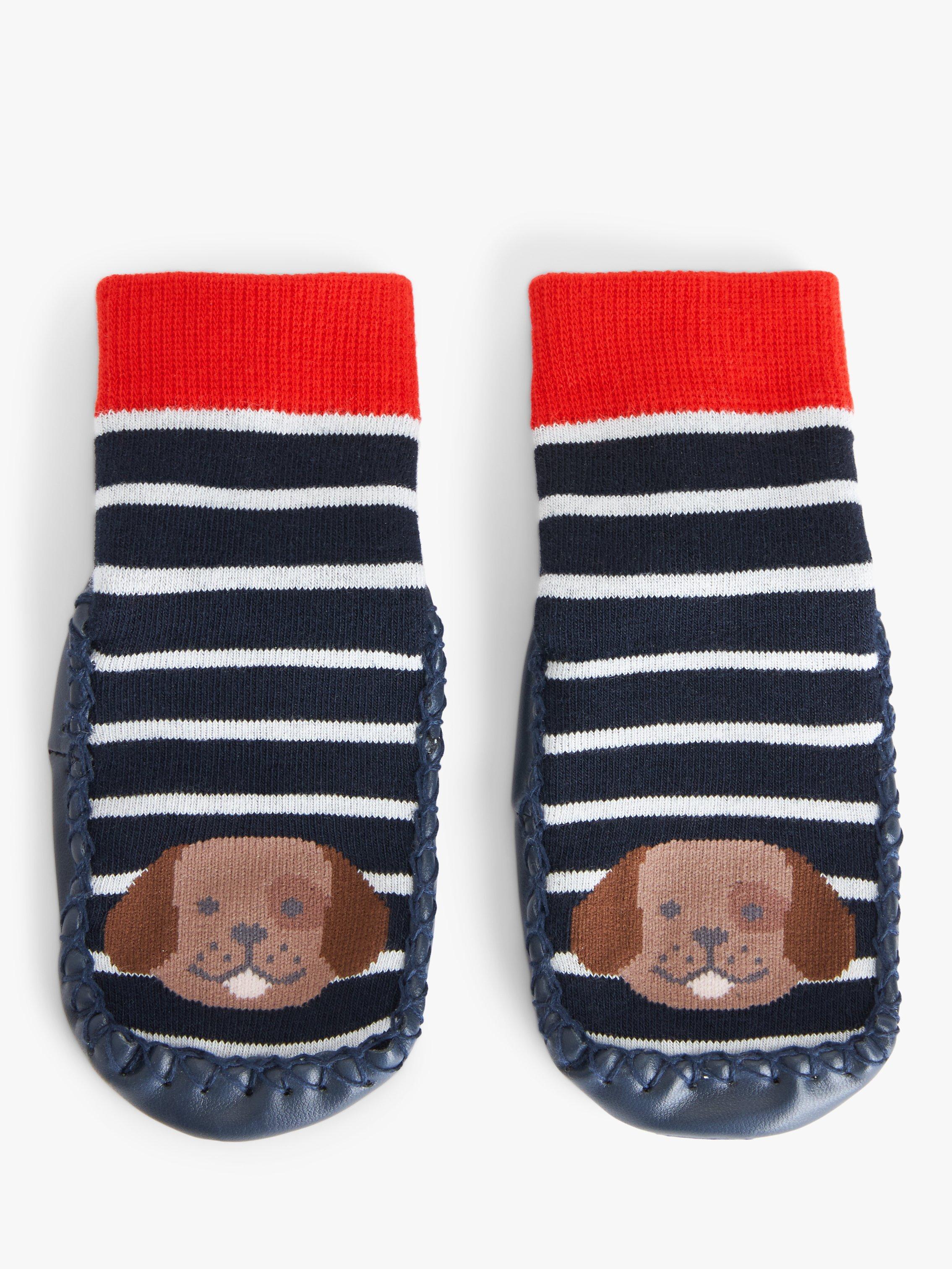John Lewis Baby Puppy Organic Cotton Blend Moccasin Slipper Socks, Multi