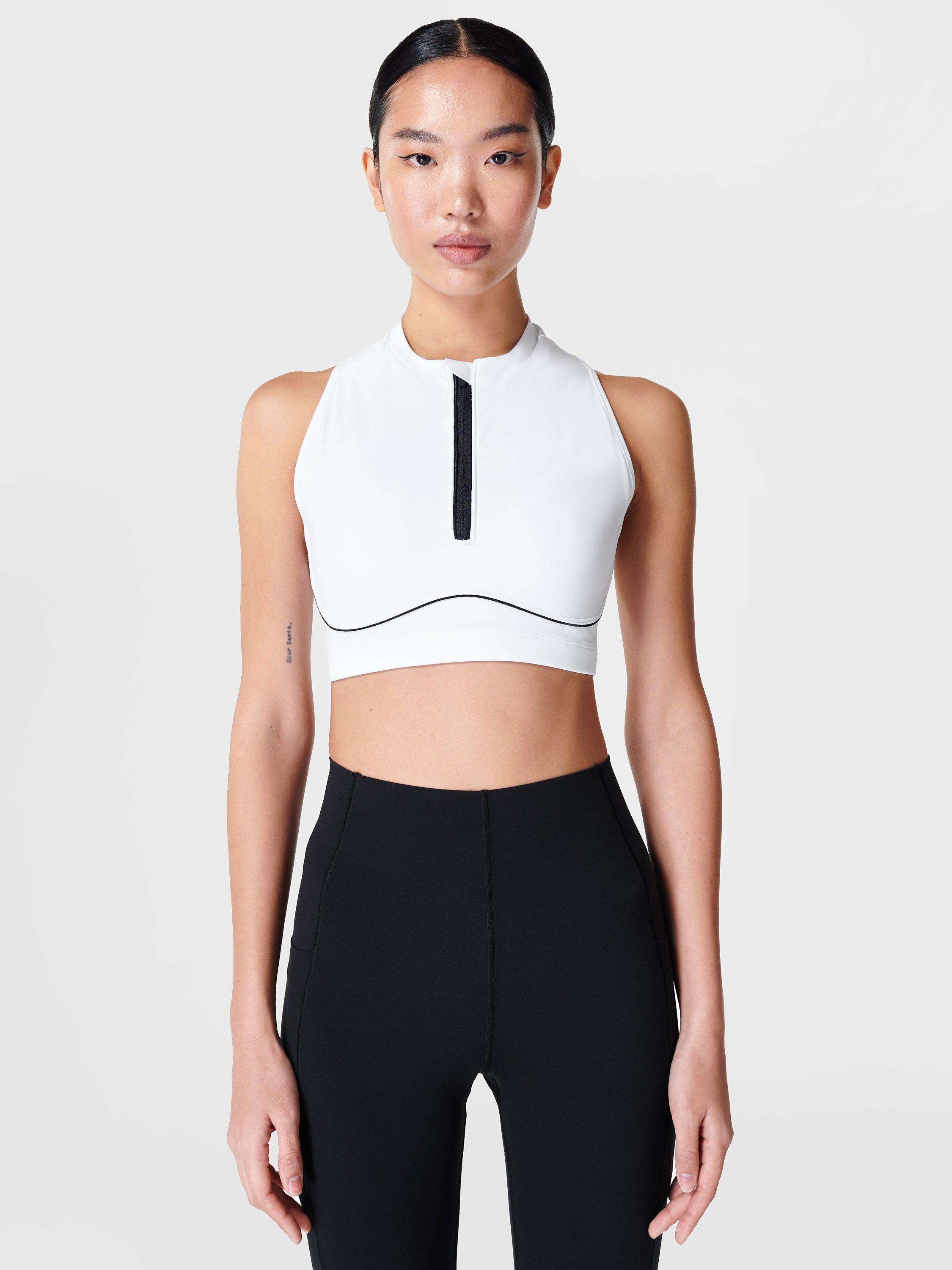 Sweaty Betty Power Contour Zip Sports Bra, White