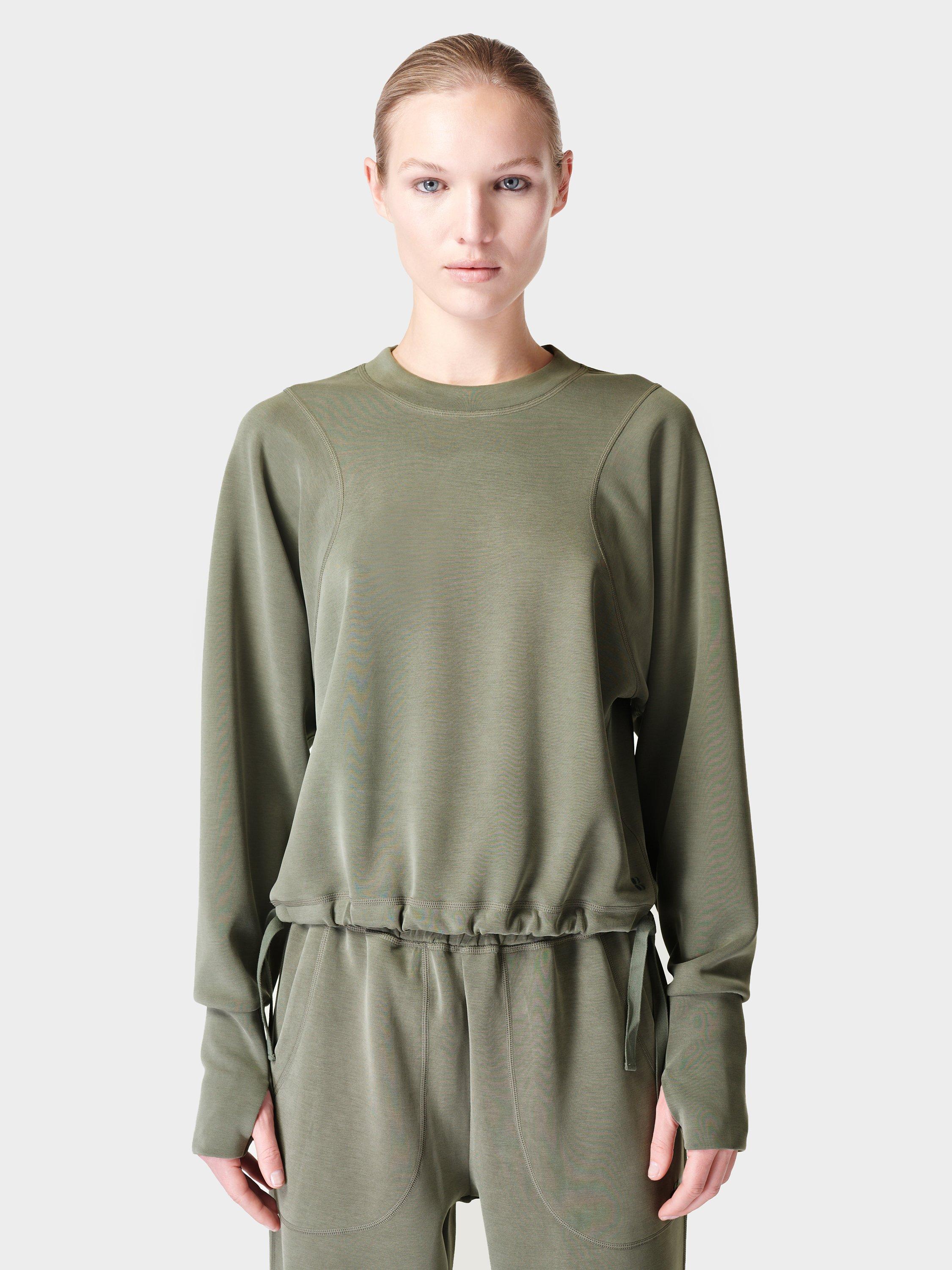Sweaty Betty Sand Wash Crew Neck Sweatshirt, Shadow Green
