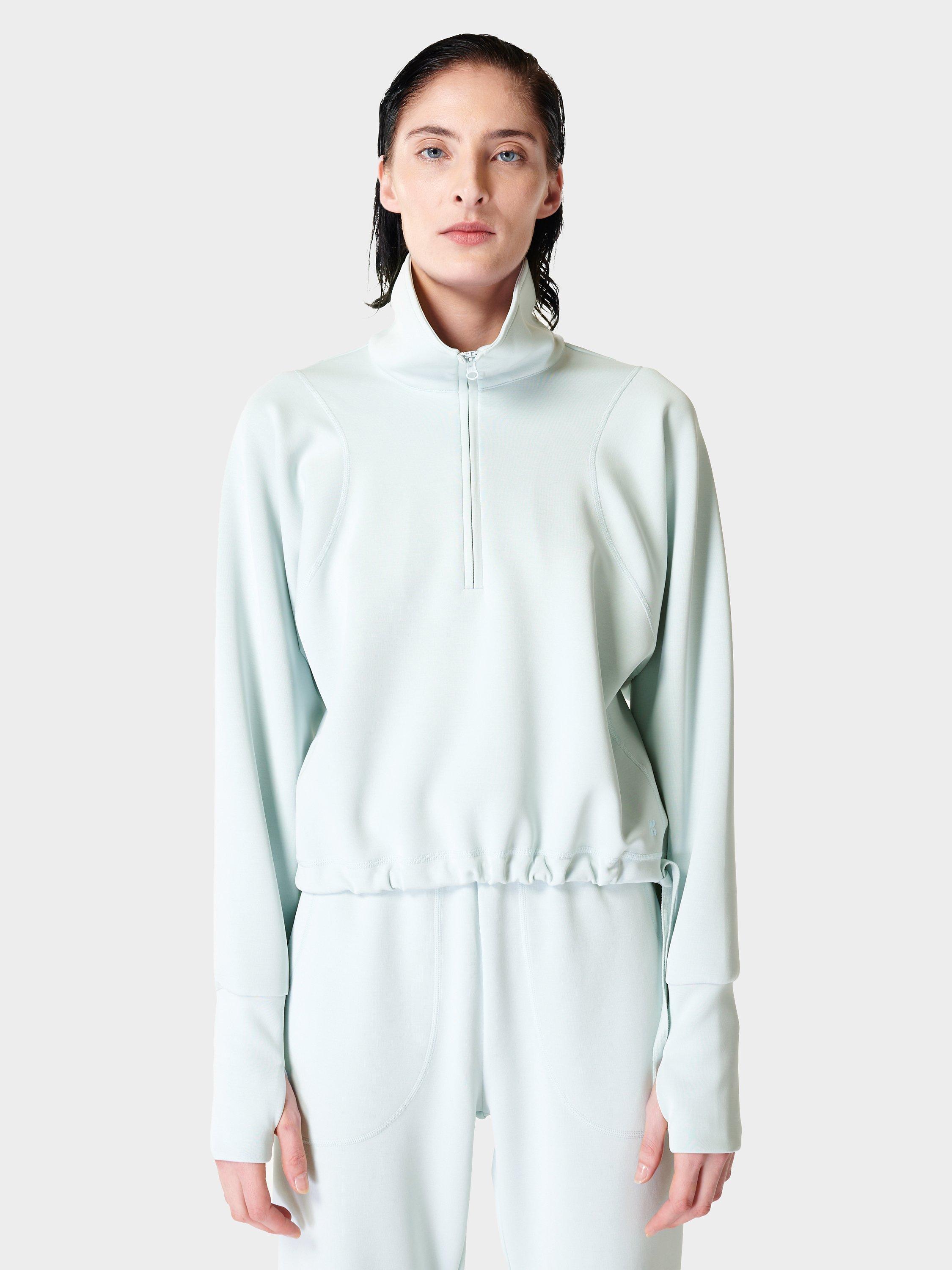 Sweaty Betty Sand Wash Half Zip Jumper, Frost Blue