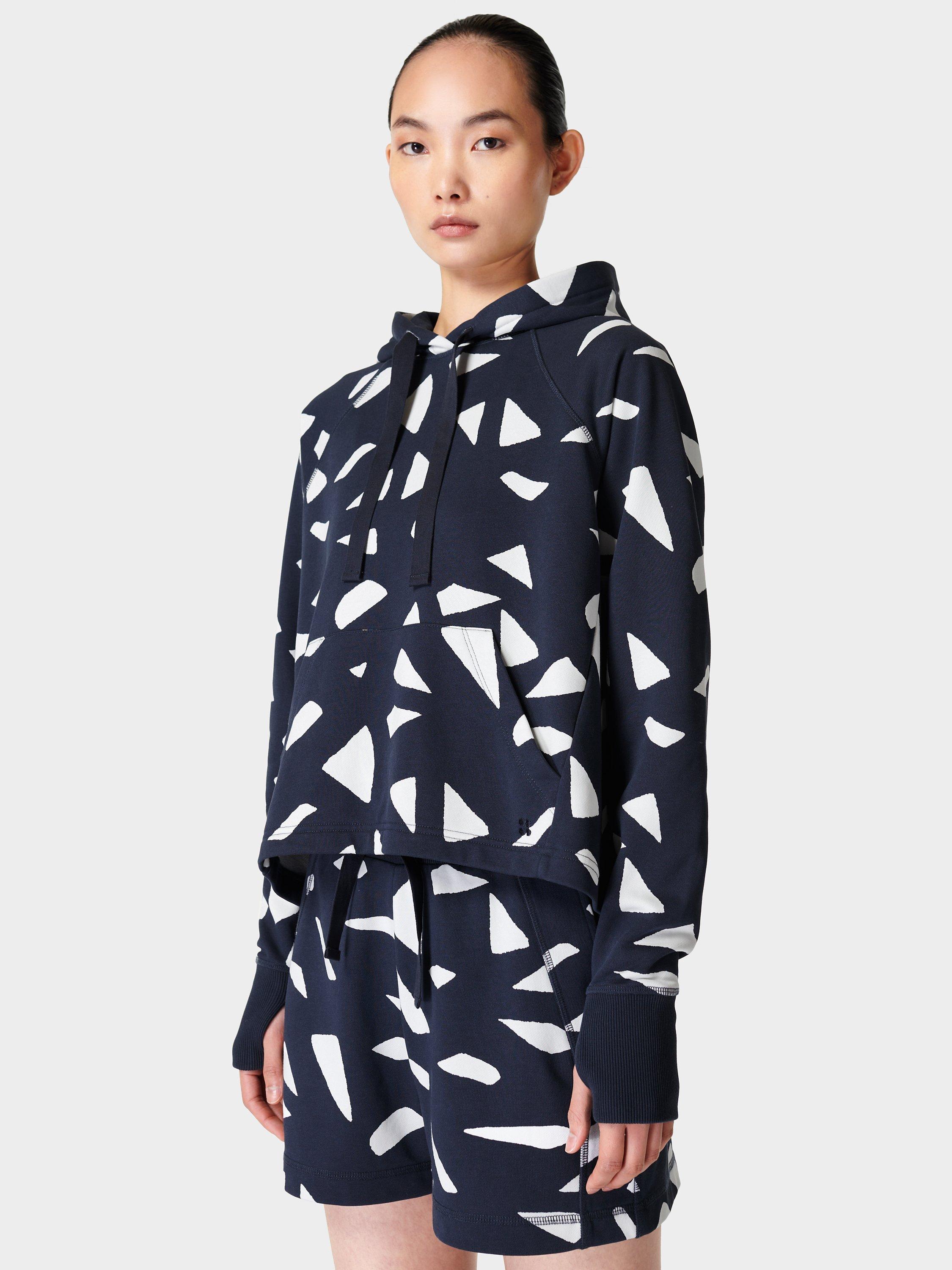 Sweaty Betty Revive Cropped Hoody, Navy Blue Vintage