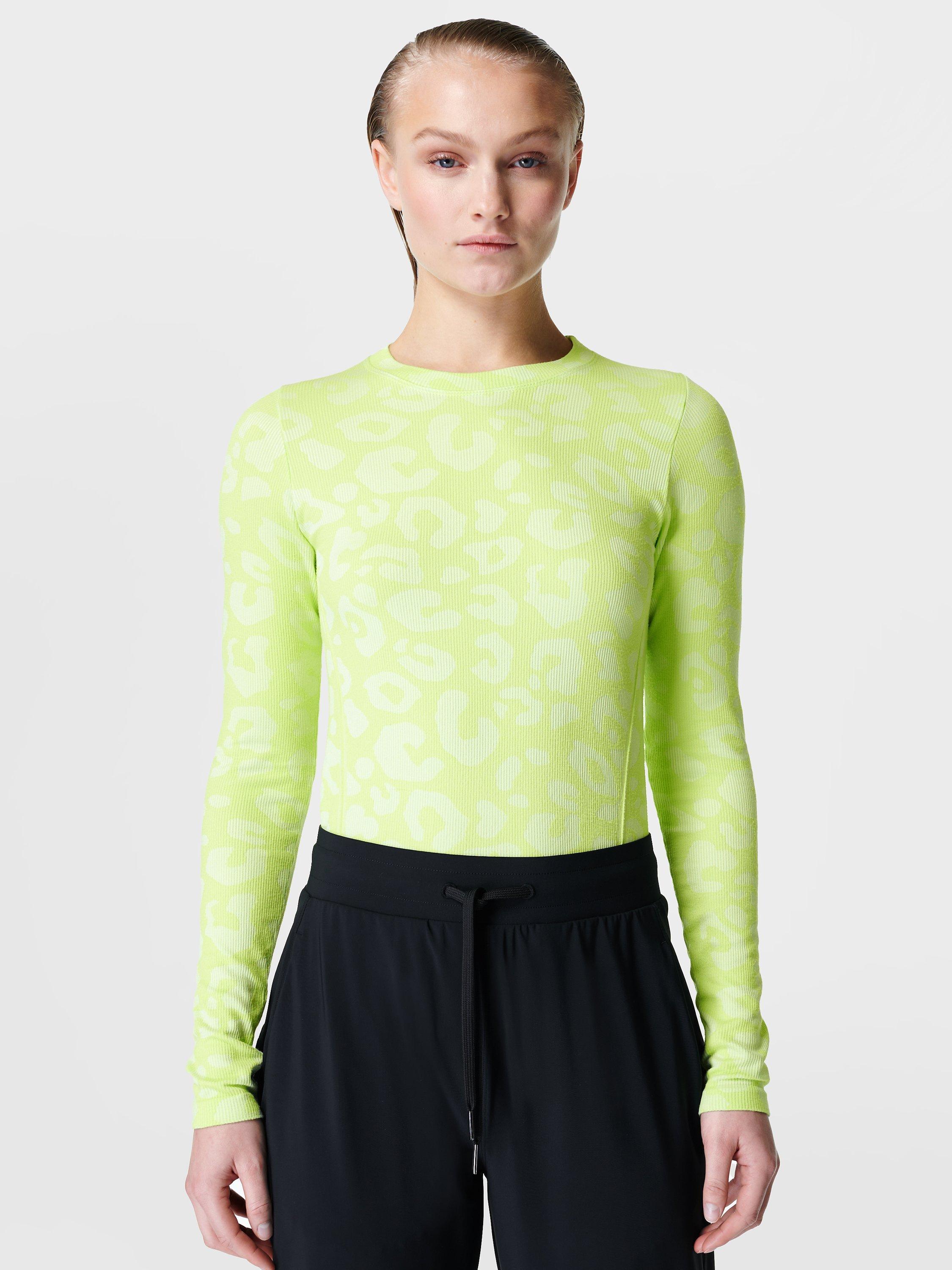 Sweaty Betty Glisten Seamless Animal Print Workout Top, Pomelo Green 