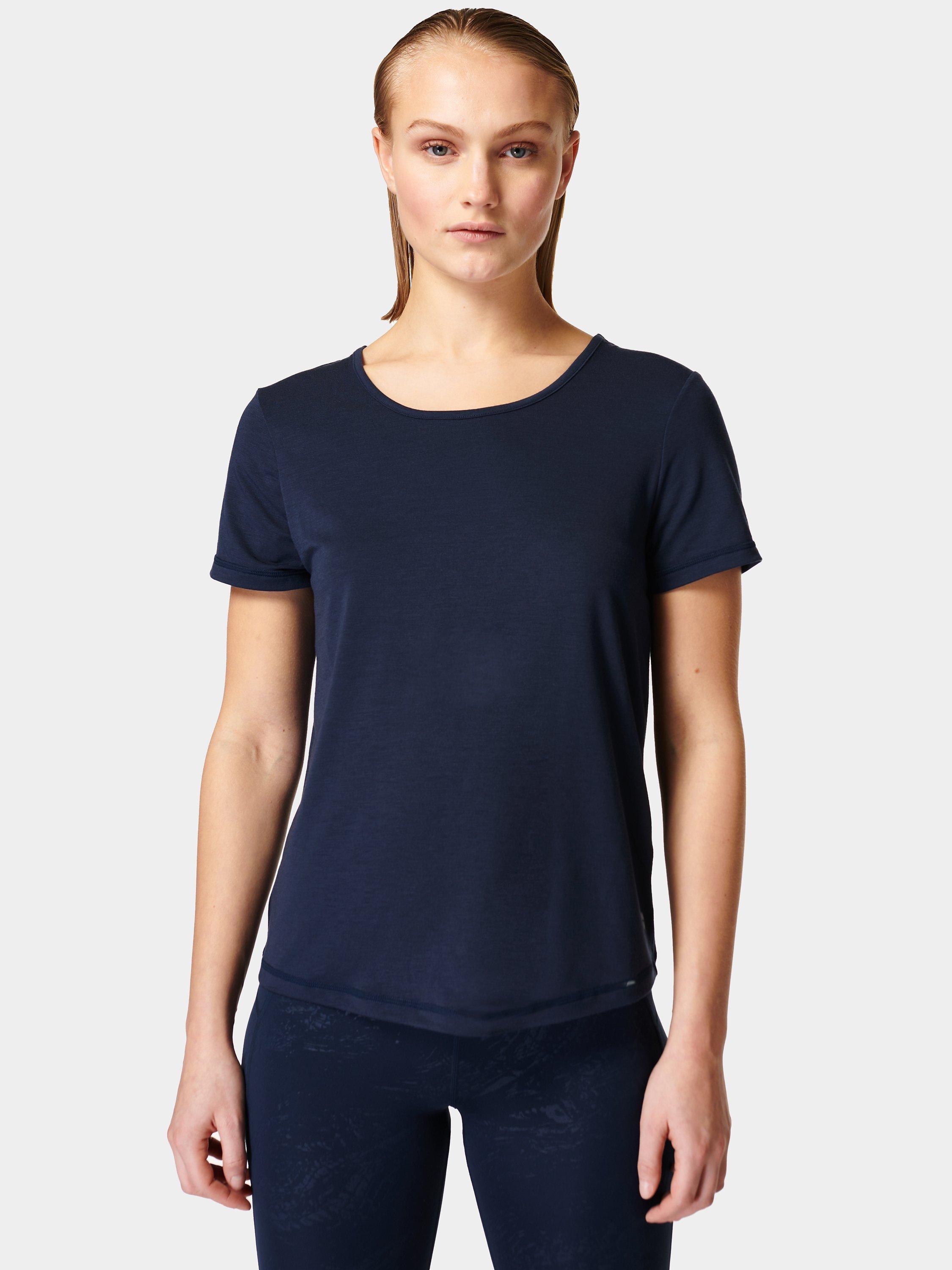 Sweaty Betty Twist Yoga T-Shirt, Navy Blue