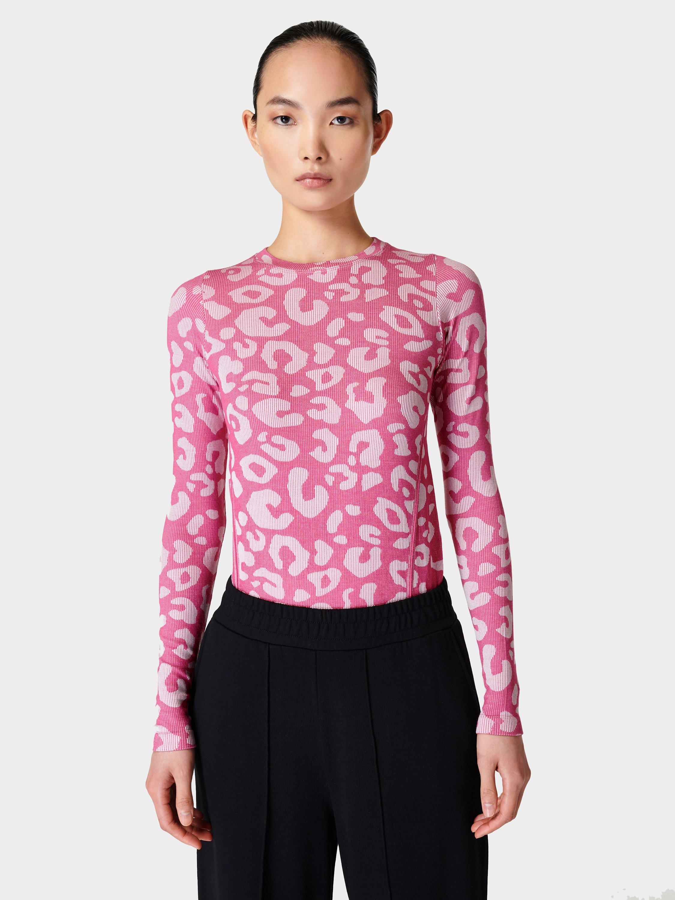 Sweaty Betty Glisten Seamless Animal Print Workout Top, Ambient Pink 