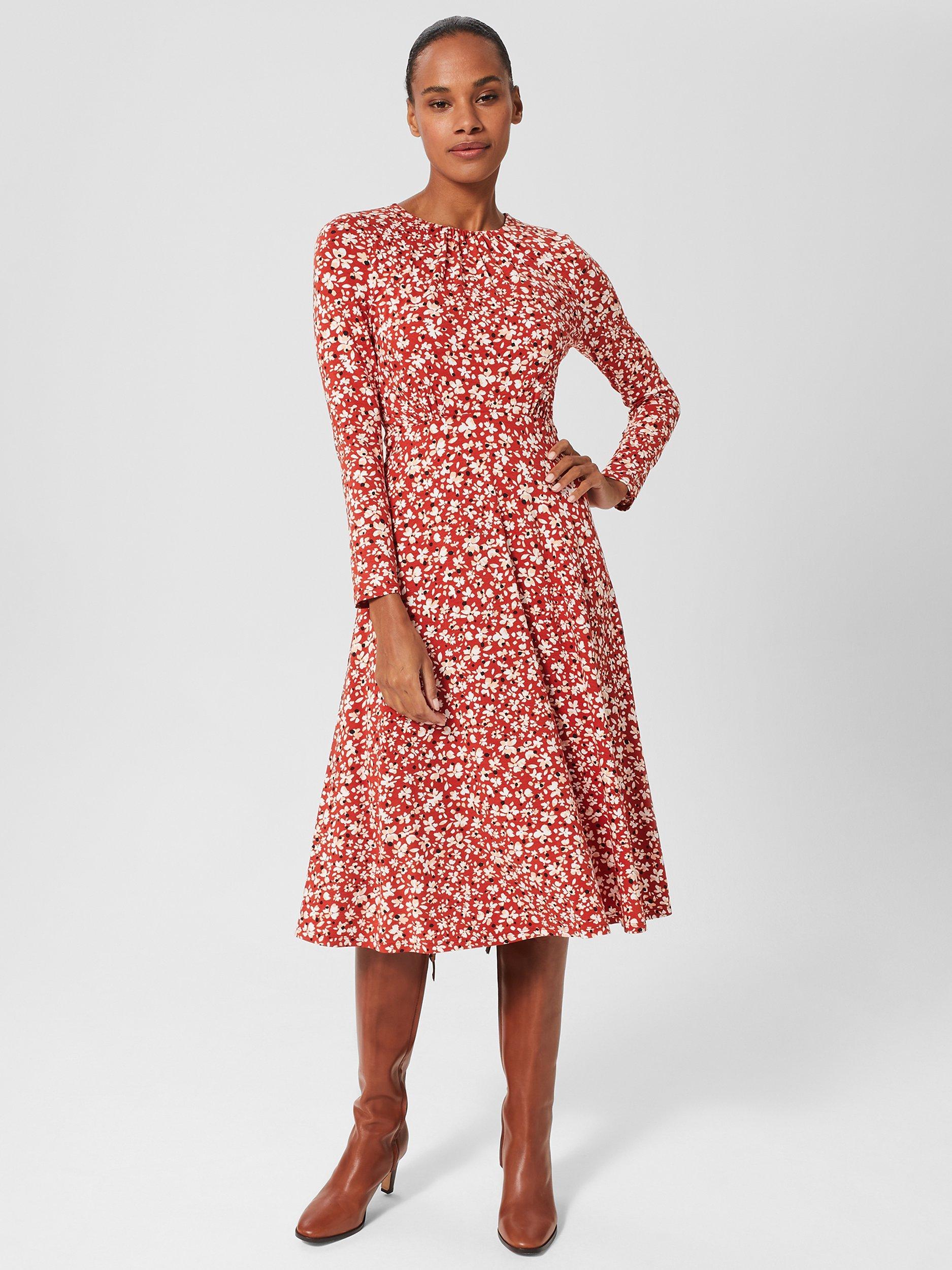 Hobbs Sian Floral Midi Jersey Dress Sienna Multi