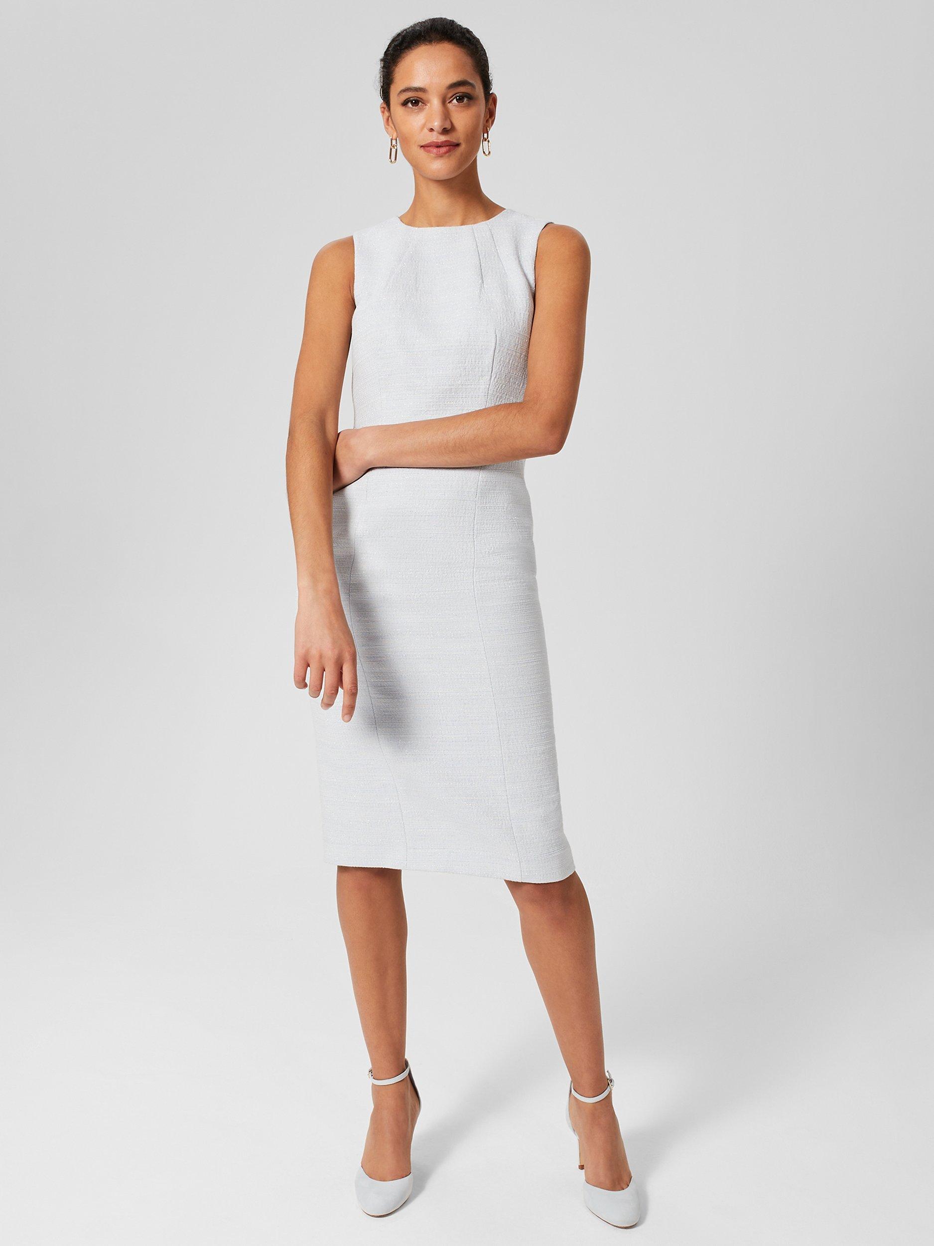 Hobbs Layla Tweed Dress, Pale Blue