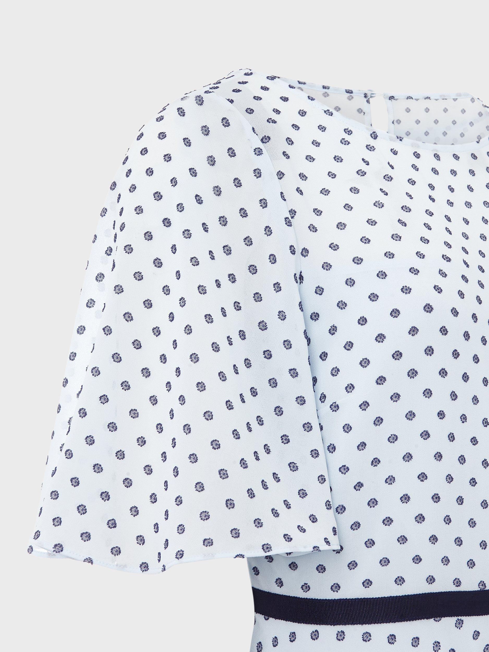 Product image 4 of 11, which shows Hobbs Petite Eleanor Dress, Blue/White, 22