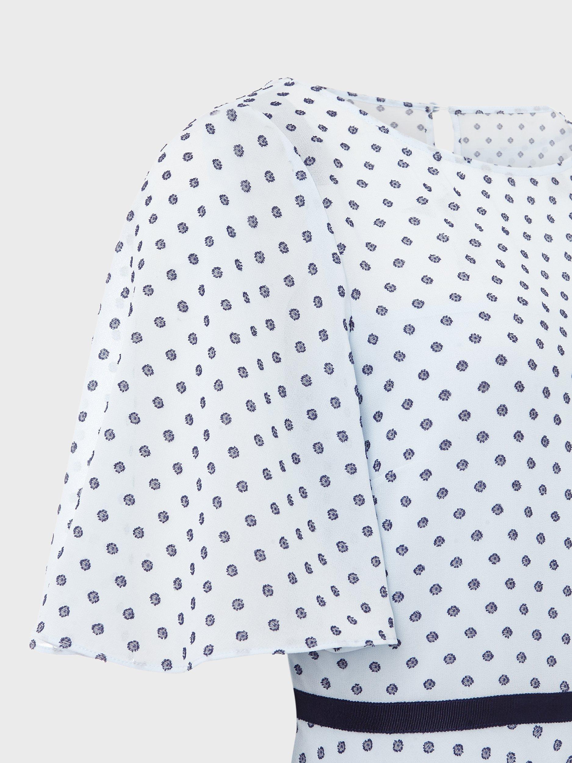 Product image 5 of 11, which shows Hobbs Petite Eleanor Dress, Blue/White, 22