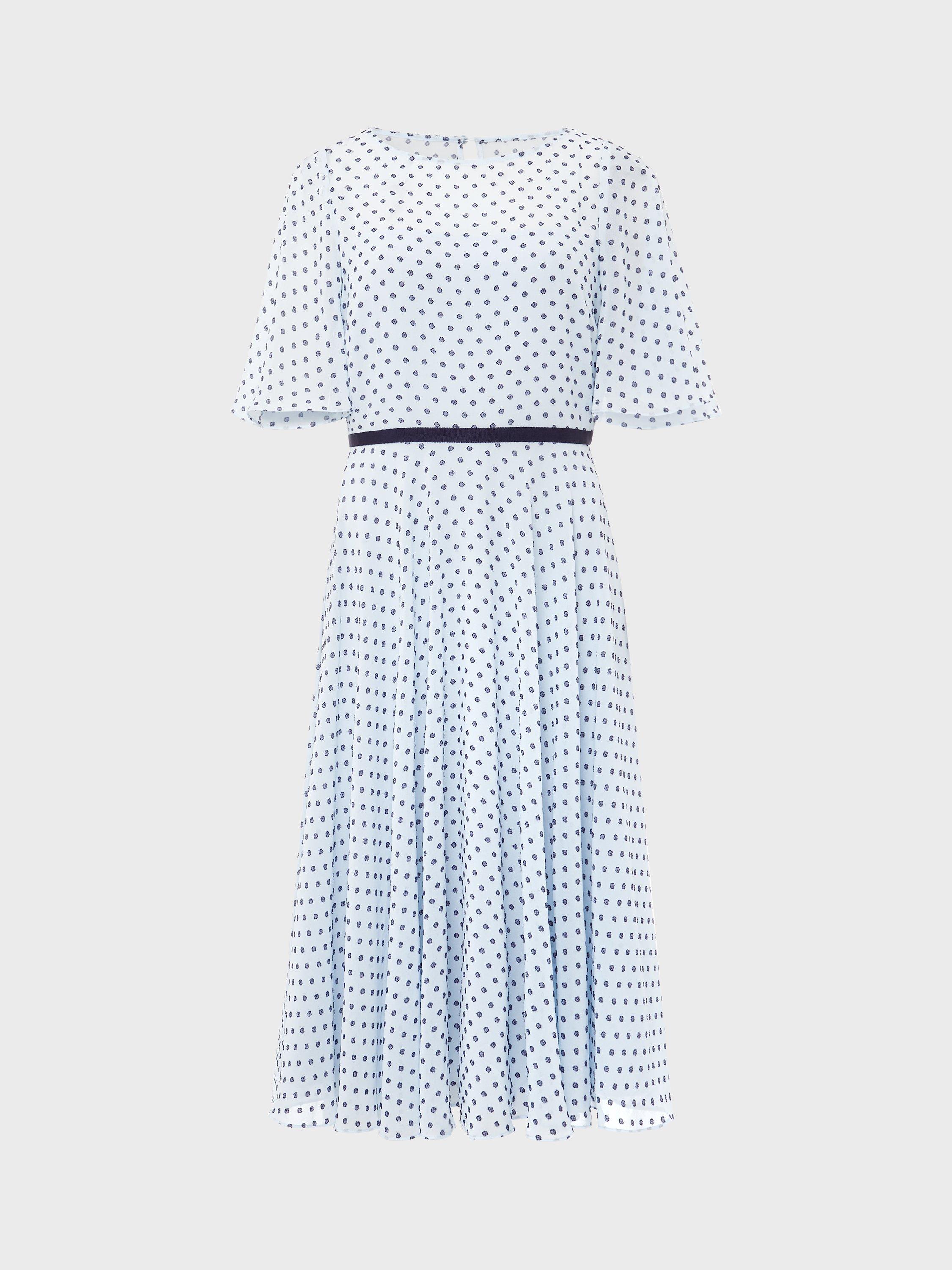Product image 6 of 11, which shows Hobbs Petite Eleanor Dress, Blue/White, 22