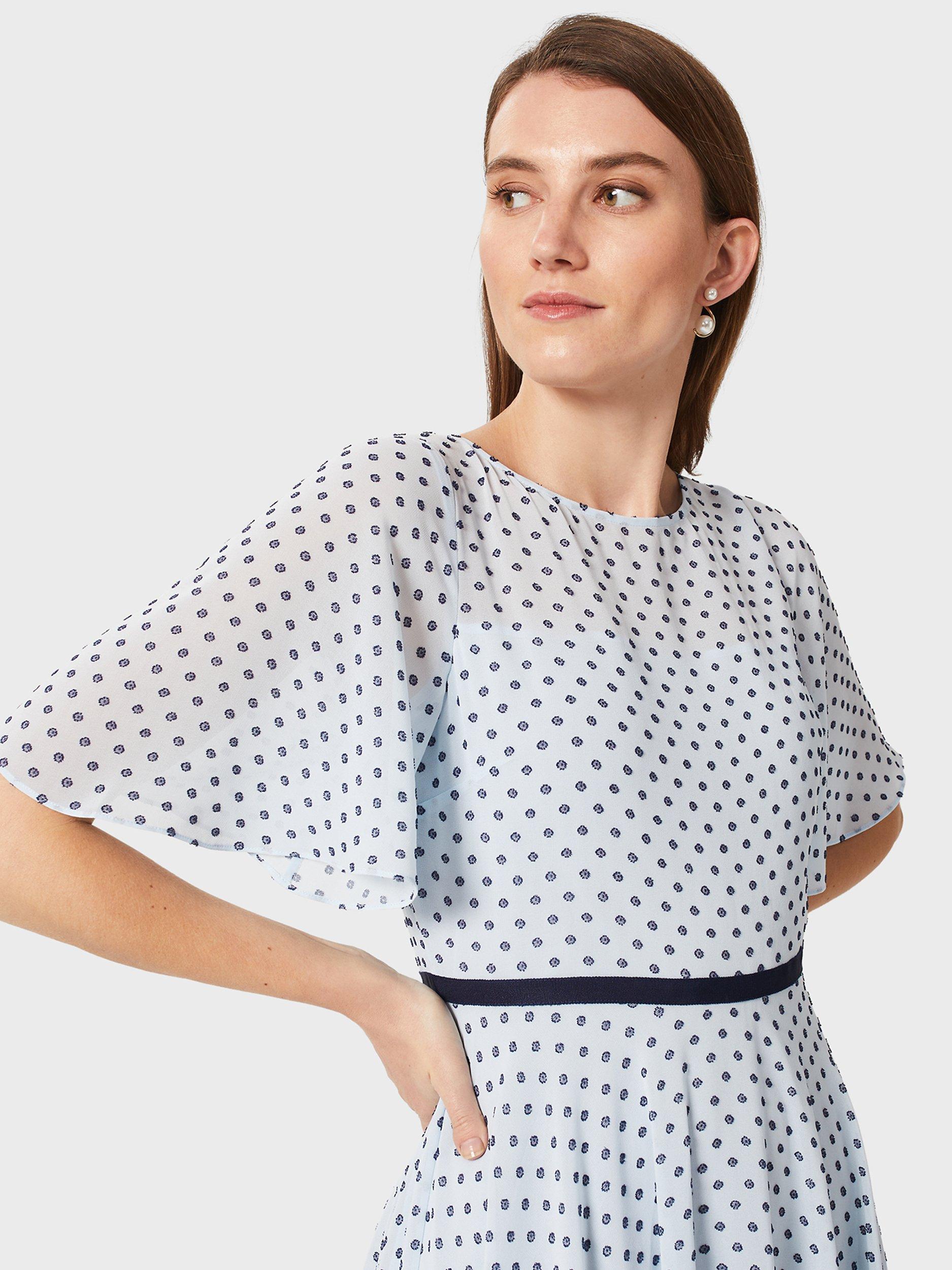 Product image 8 of 11, which shows Hobbs Petite Eleanor Dress, Blue/White, 22