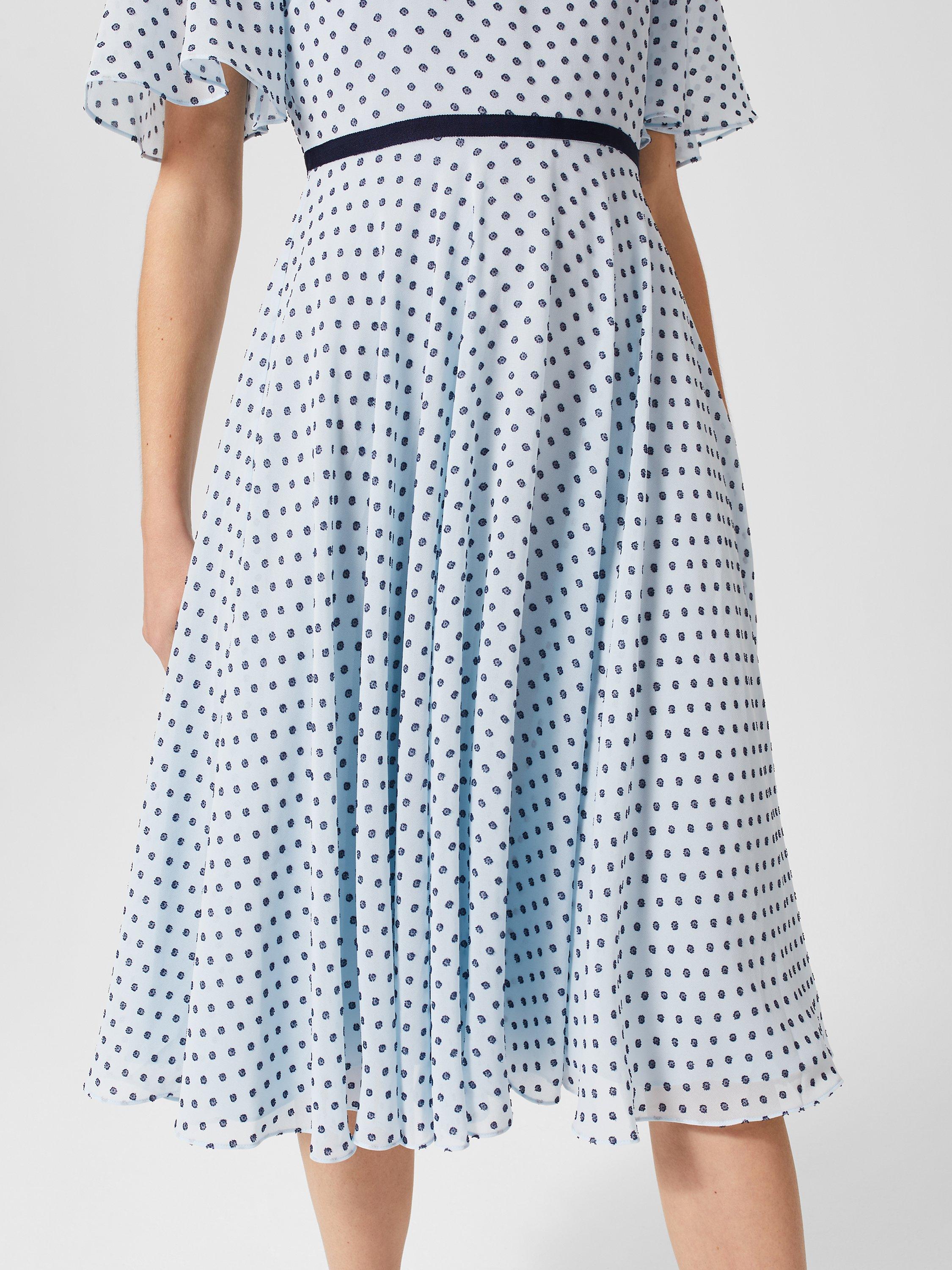Product image 9 of 11, which shows Hobbs Petite Eleanor Dress, Blue/White, 22