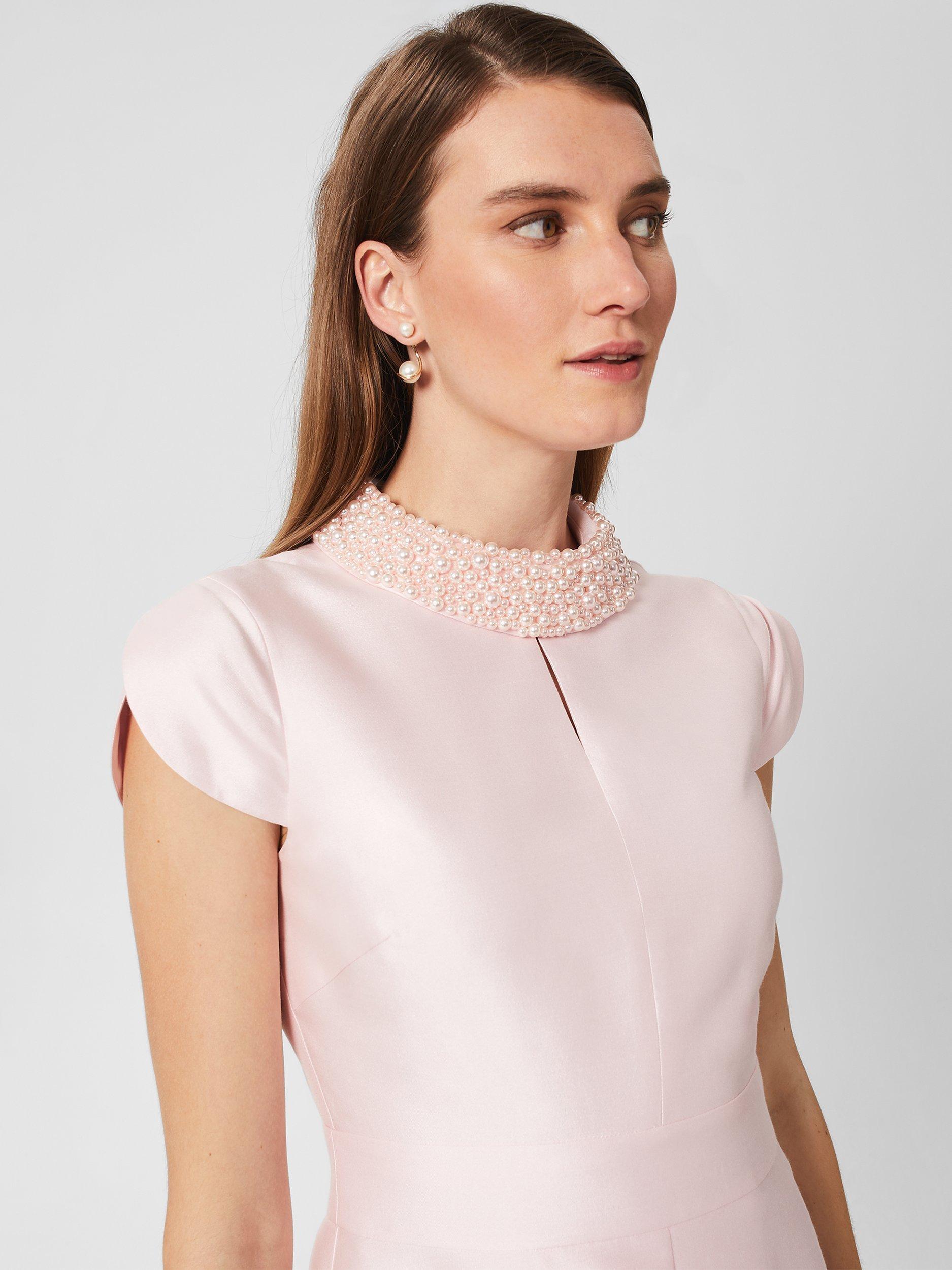 Hobbs Marcella Beaded Dress, Pale Pink, 12