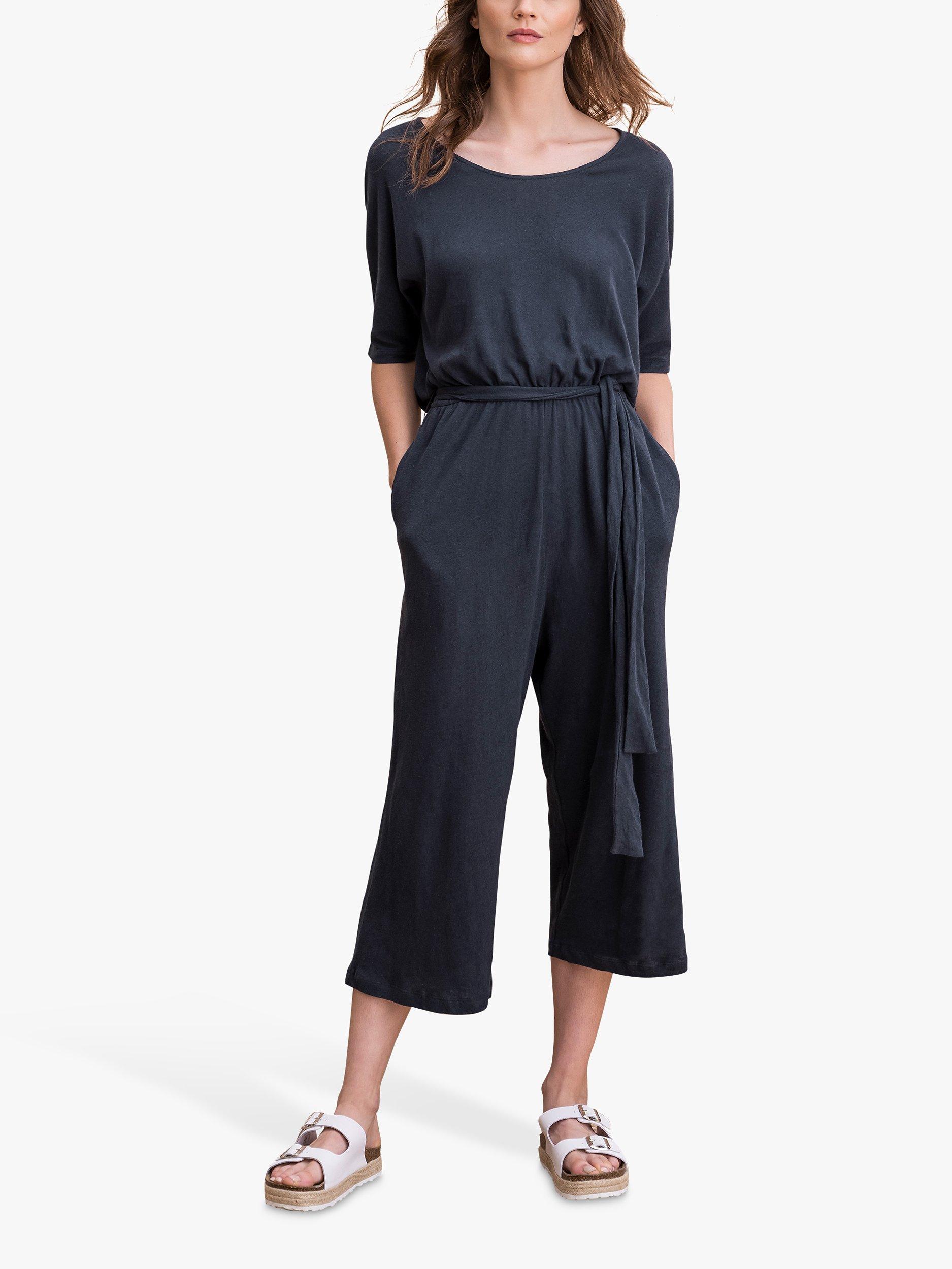 Celtic & Co. Linen/Cotton Short Sleeve Jumpsuit, Navy