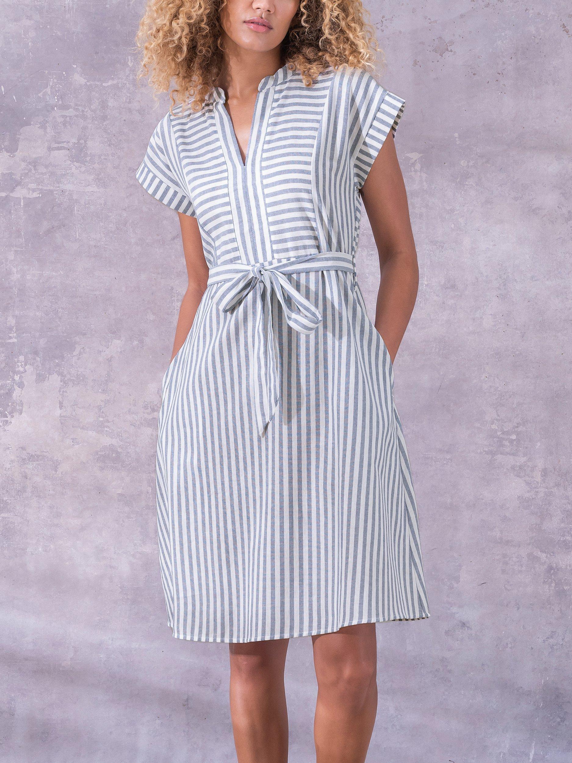 Celtic & Co. Cut About Stripe Midi Dress, Indigo Stripe