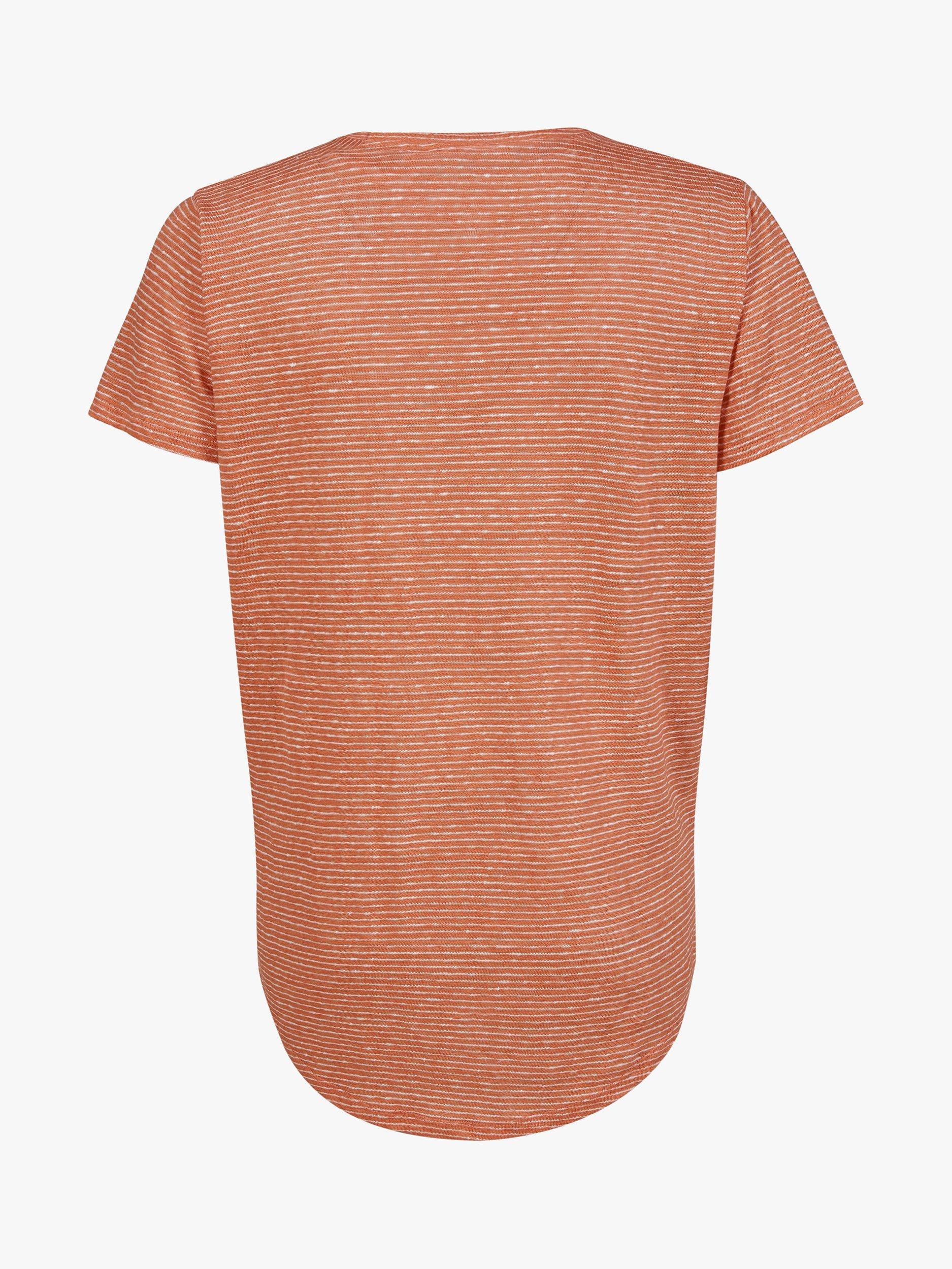 Celtic & Co. Linen Cotton Blend Striped Scoop Neck T-Shirt, Orange, 8