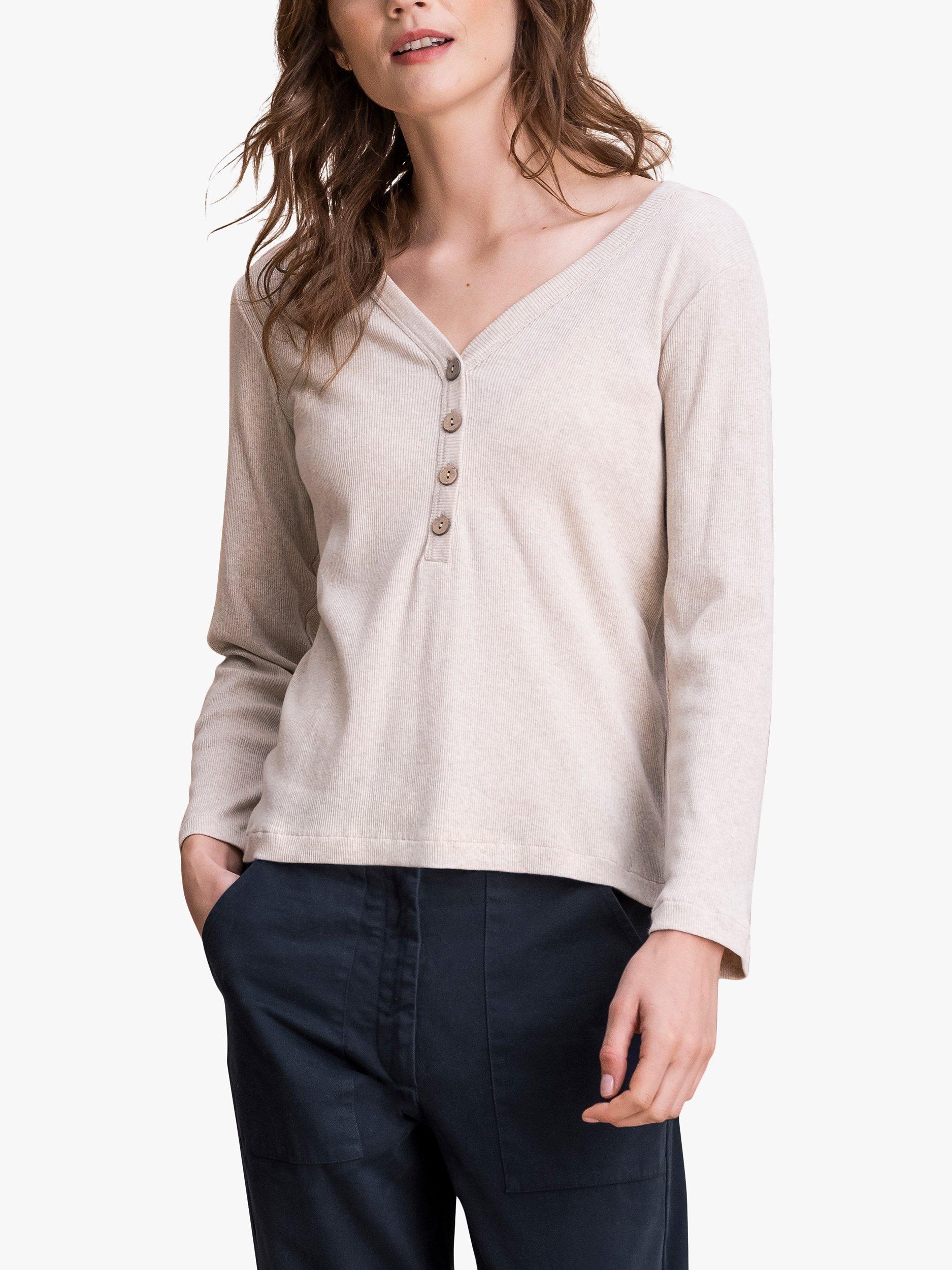 Celtic & Co. Jersey Half Placket Top, Oatmeal
