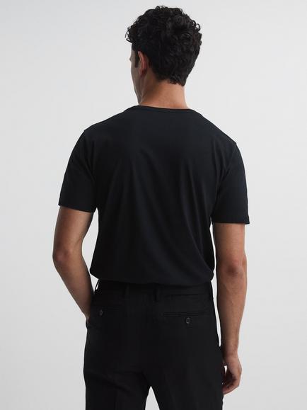 Reiss Bless Cotton Crew Neck T-Shirt - view 2, Black
