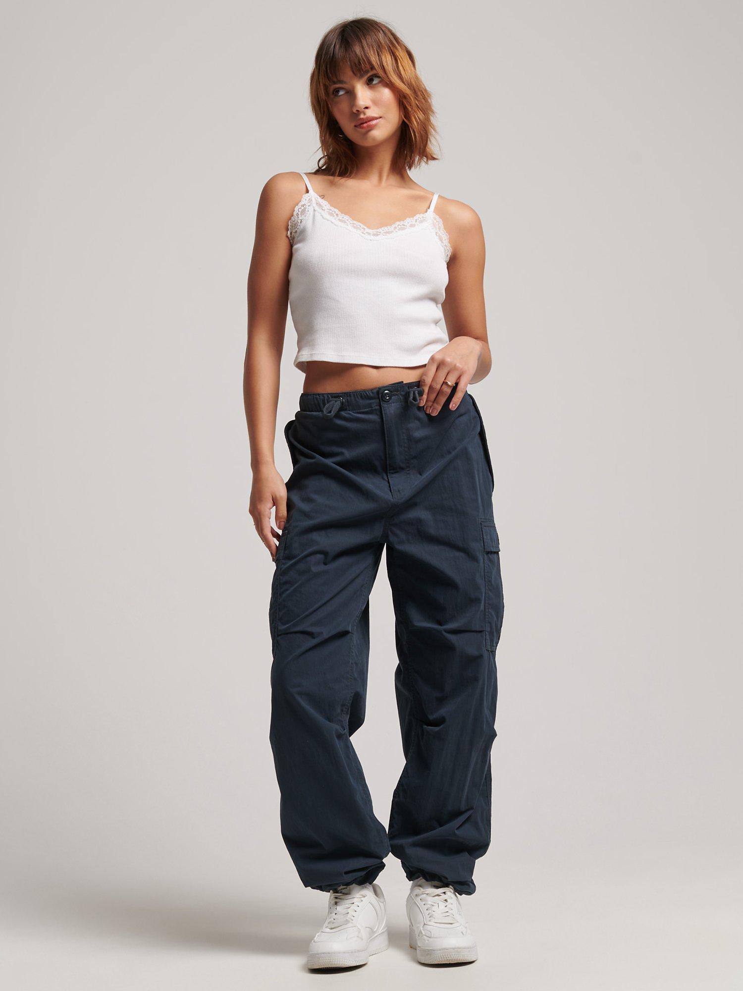 Product image 2 of 7, which shows Superdry Parachute Grip Trousers, Midnight Navy, W28/L30