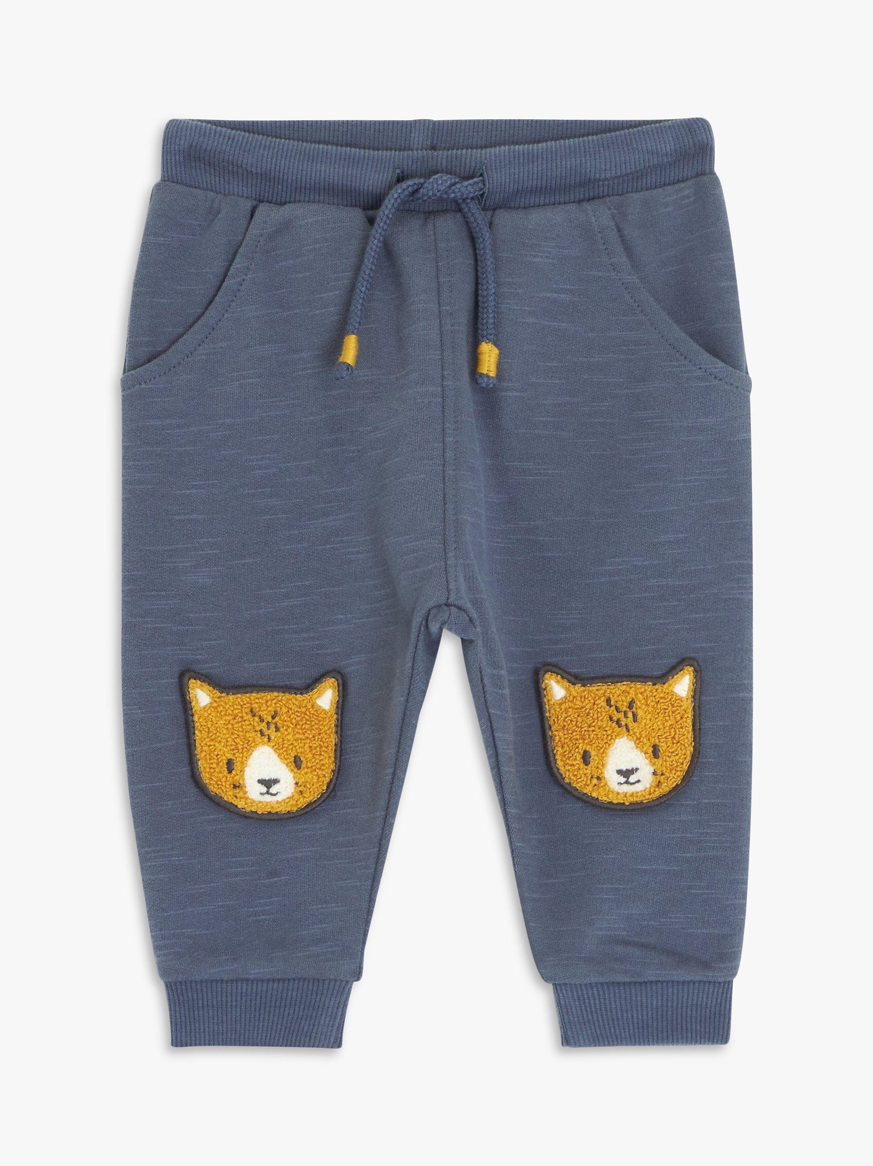 John Lewis Baby Embroidered Tiger Joggers, Grey