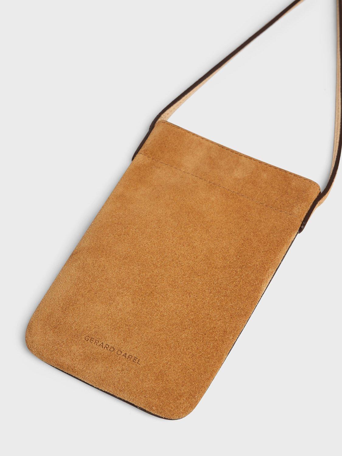 Product image 3 of 4, which shows Gerard Darel Ladyphone Small Suede Bag, Wheat, One Size