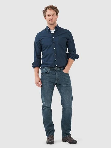 Rodd & Gunn Winton Relaxed Fit Italian Denim Jeans, Mid Blue - view 2, Mid Blue