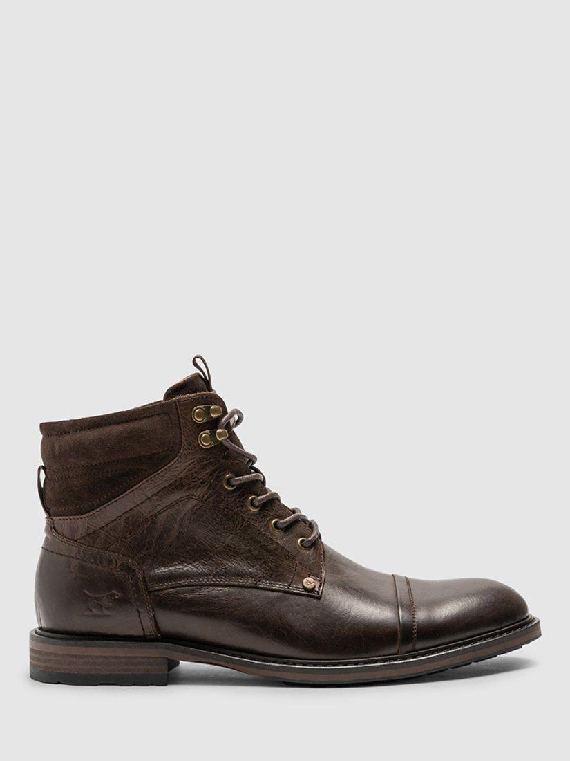 Rodd & Gunn Dunedin Leather Military Boots, Chocolate Wash