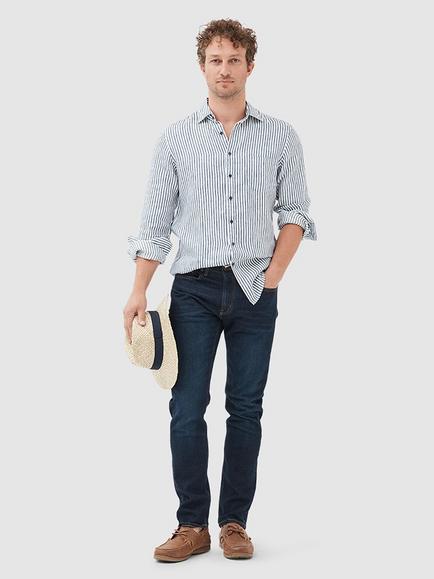 Rodd & Gunn Sutton Straight Fit Italian Denim Jeans, Dark Blue - view 2, Dark Blue