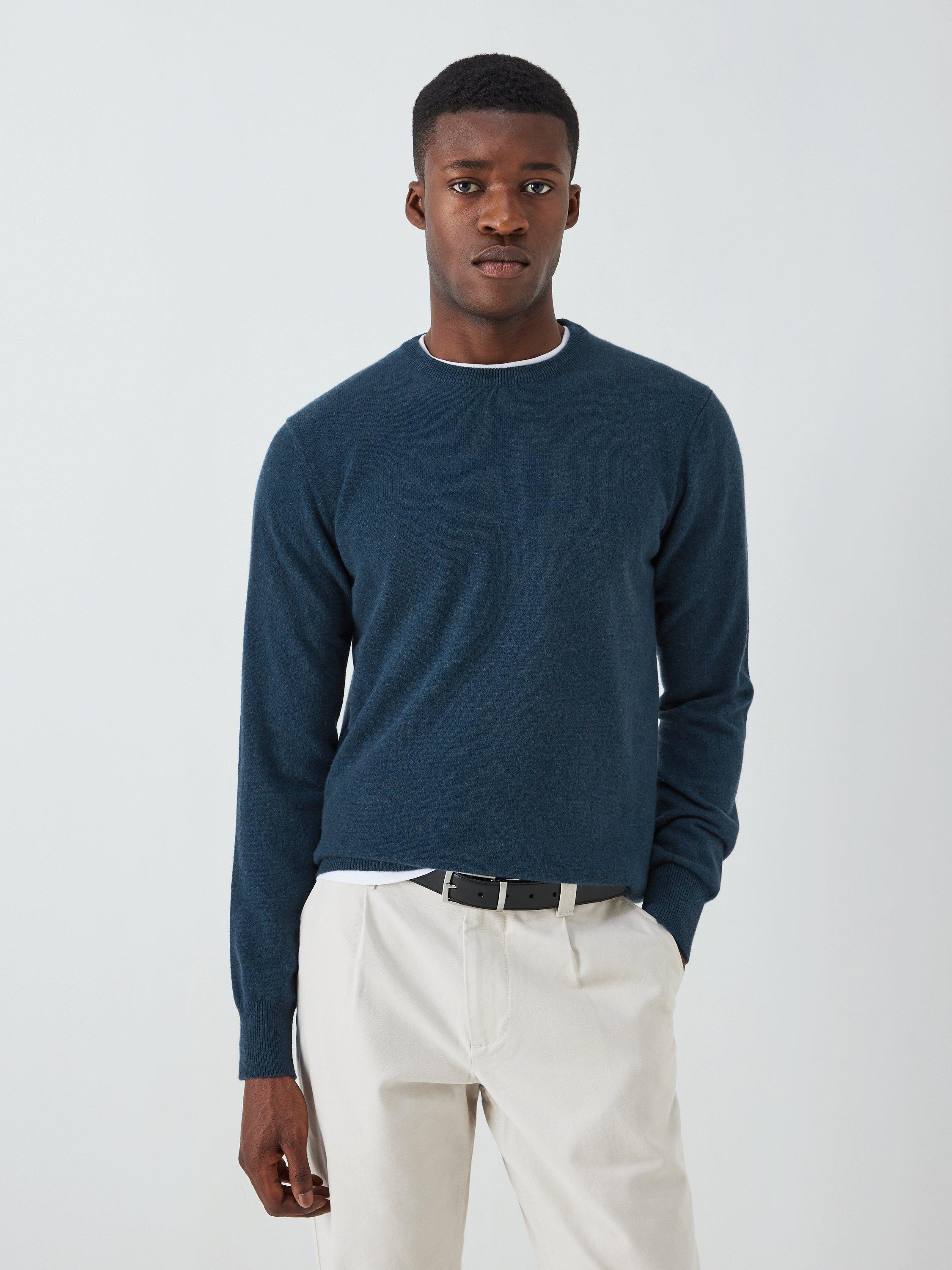 John Lewis Made in Italy Cashmere Crew Neck Jumper, Airforce, XXL
