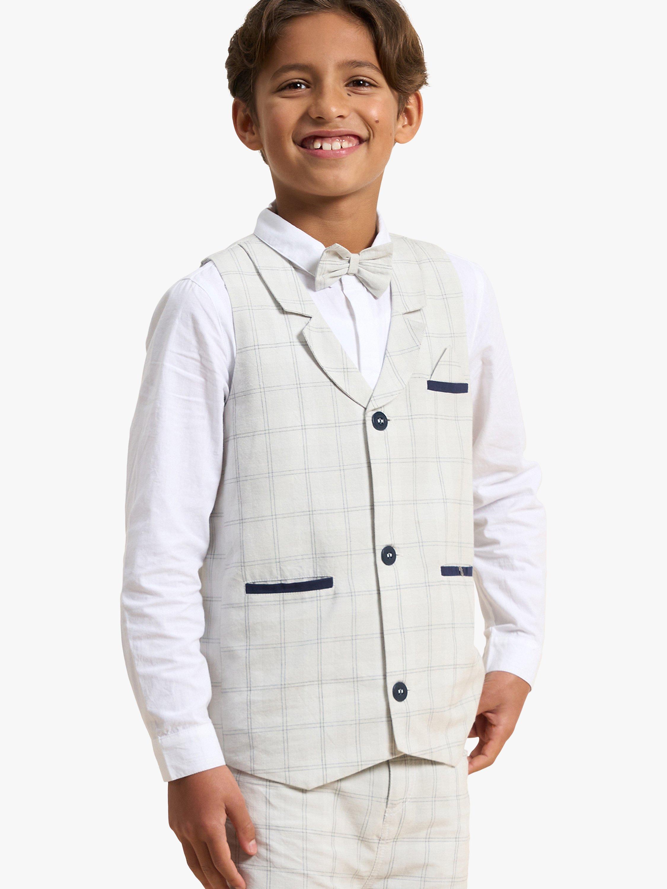 Angel Rocket Kids Emerson Check 3 Piece Waistcoat Set Grey