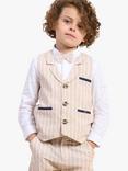 Angel & Rocket Kids' Clayton Stripe Waistcoat, Shirt and Bow Tie Set, Stone, Stone