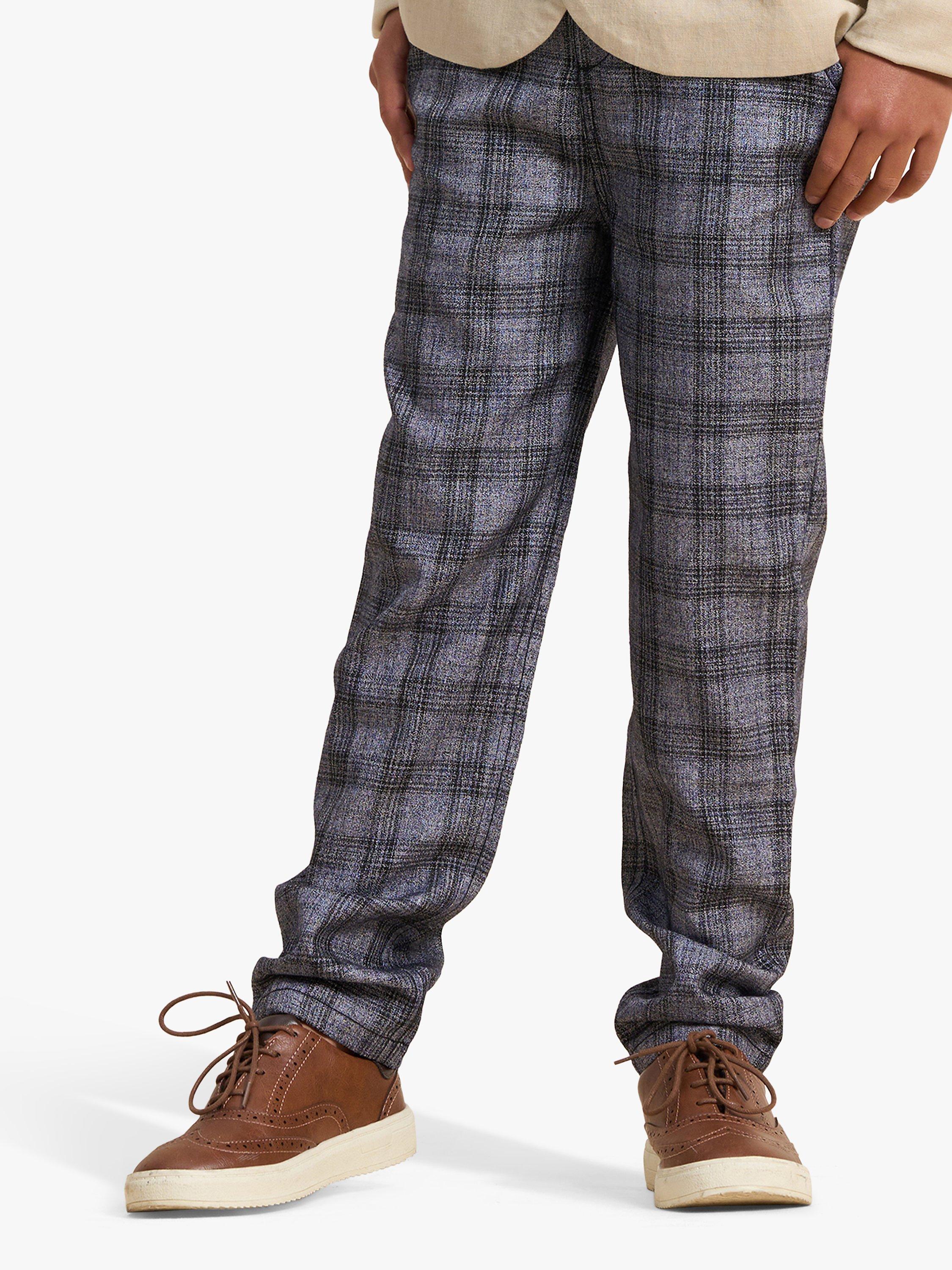 Angel & Rocket Kids' Phoenix Check Smart Trousers, Blue