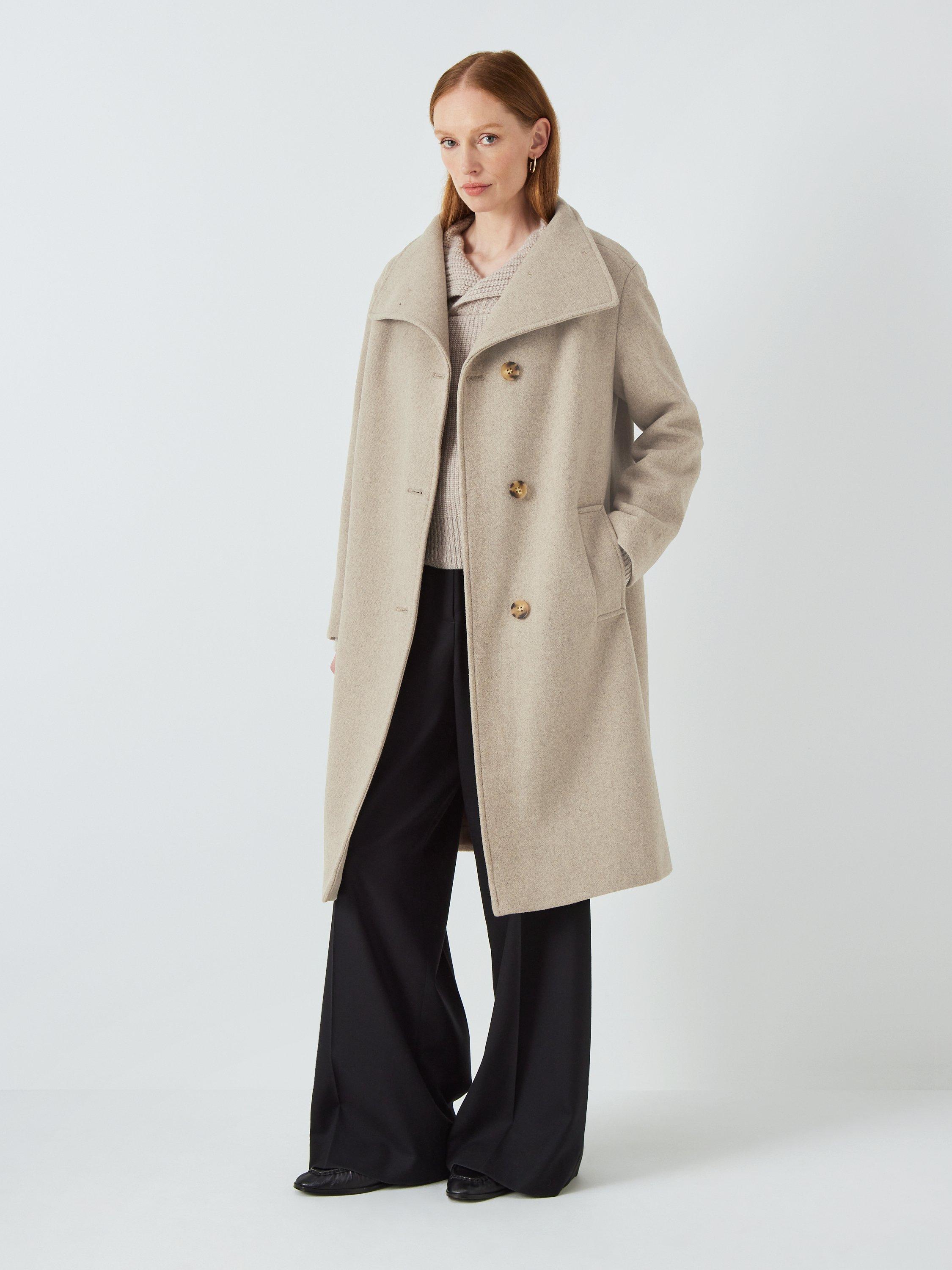 John Lewis Grown on Funnel Neck Coat, Oatmeal