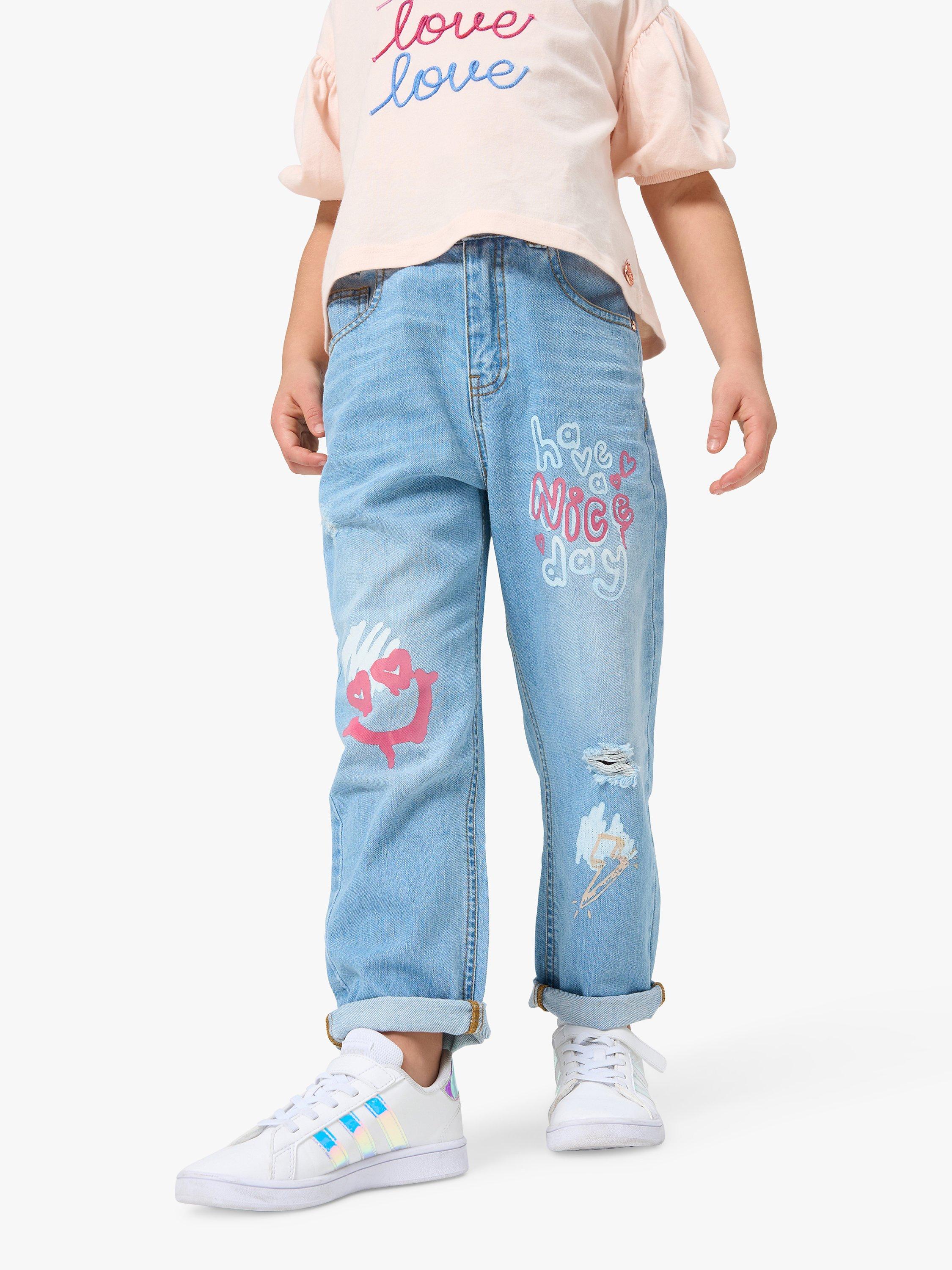 Angel & Rocket Kids' Mollie Graffiti Art Jeans, Blue