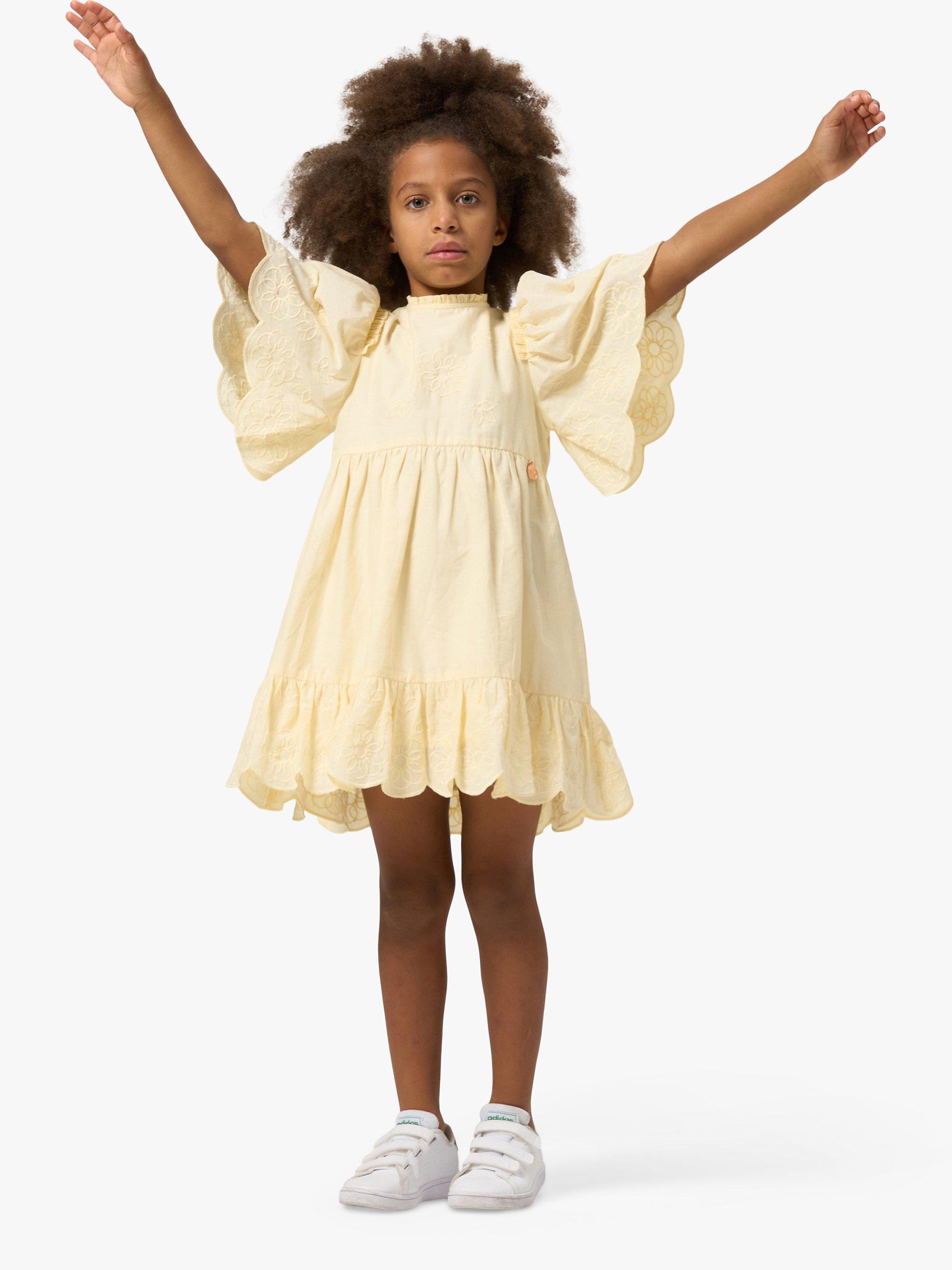 Angel & Rocket Kids' Iris Broderie Swing Dress, Yellow