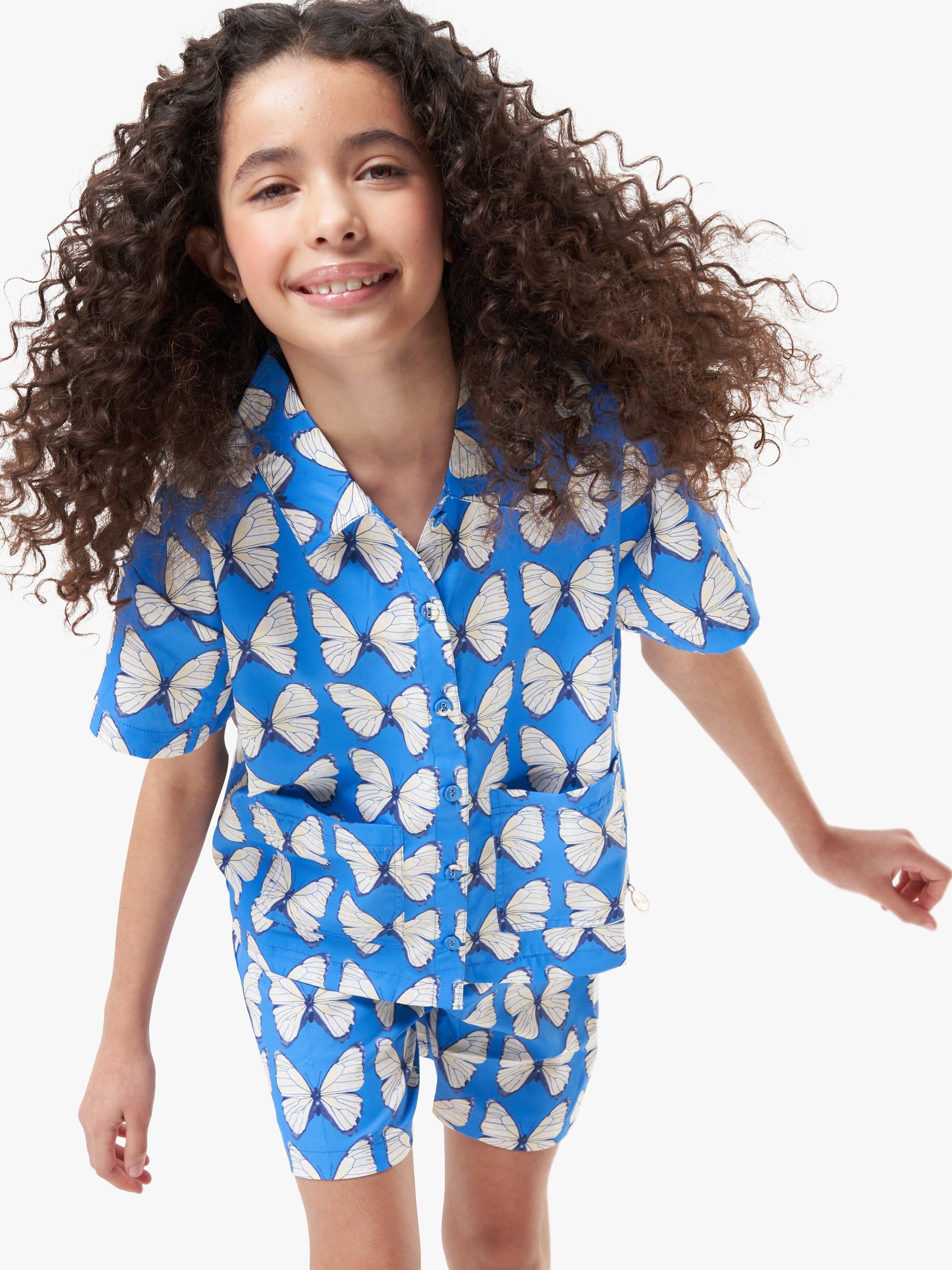 Angel & Rocket Bea Woven Butterfly Shirt, Blue, 9 years