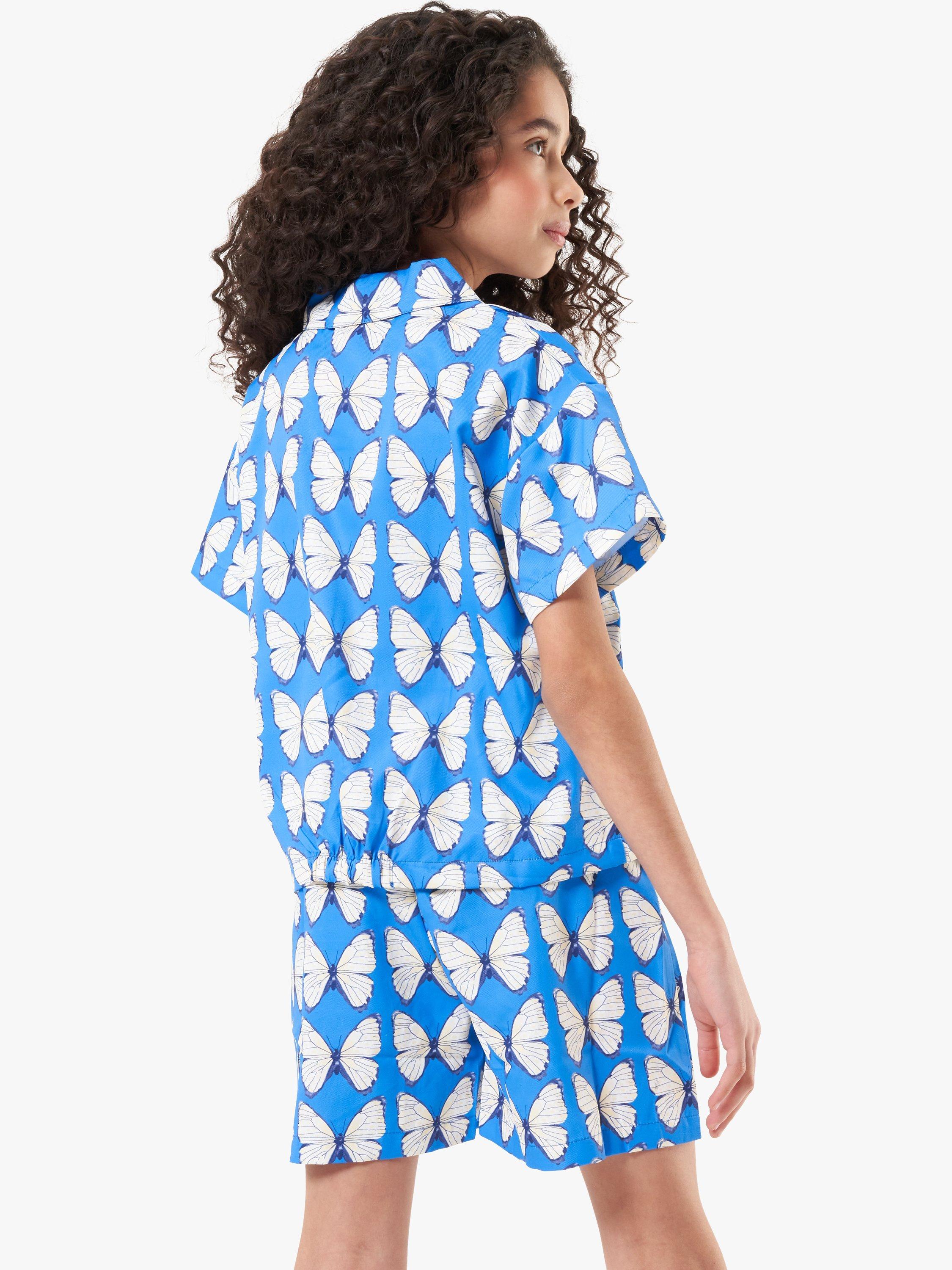 Angel & Rocket Bea Woven Butterfly Shirt, Blue, 9 years